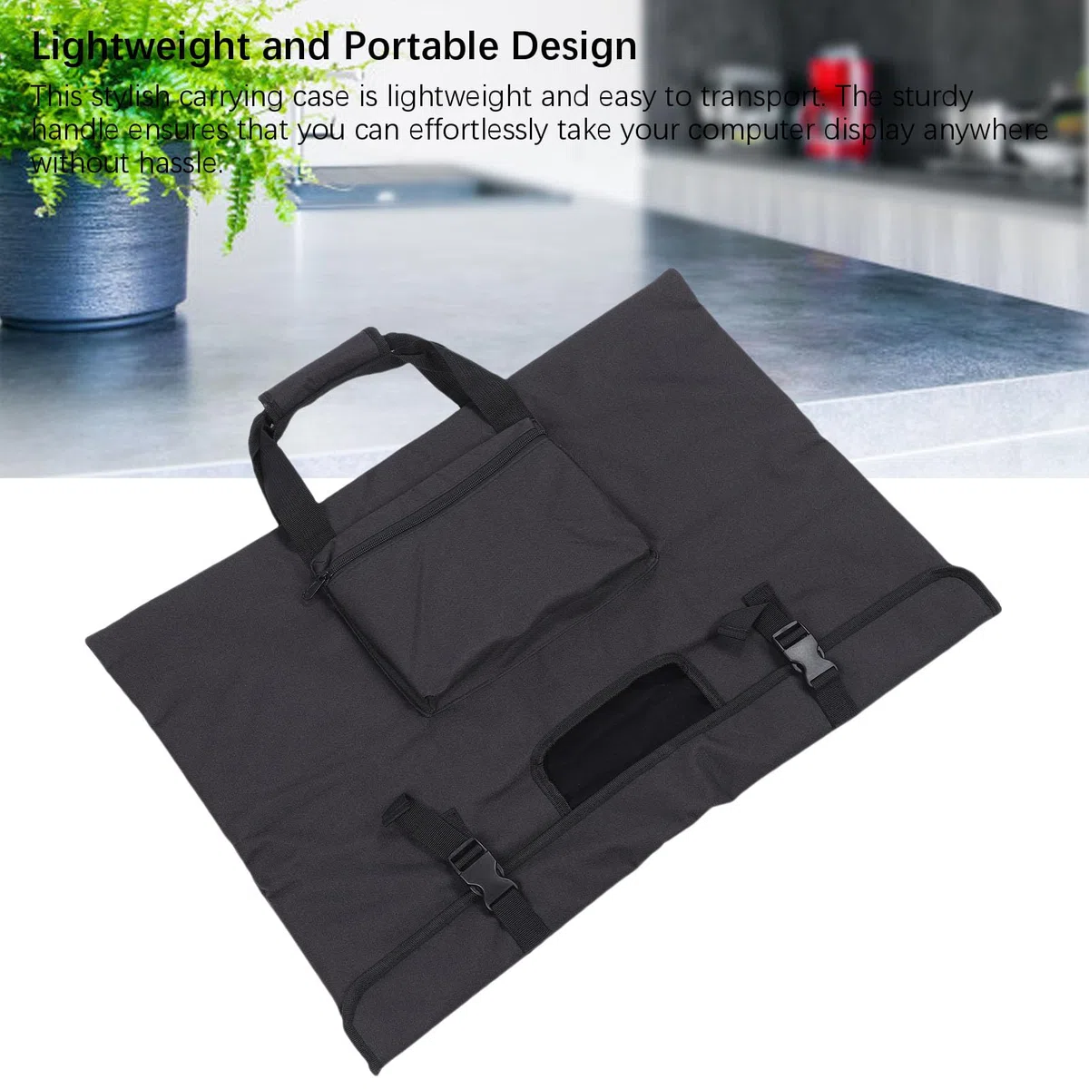 Vikye Estuche de Viaje Acolchado para Monitor de 27 Pulgadas, Bolsa Protectora de Transporte para Pantalla de Computadora con Bolsillos para Accesorios para Teclado y Cables