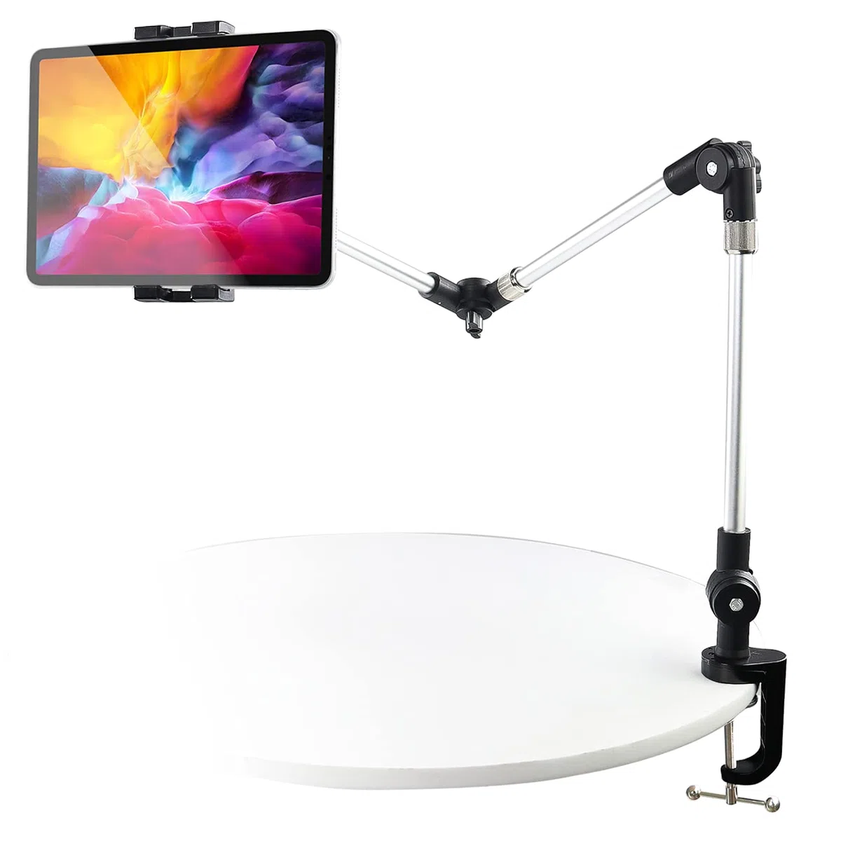 Soporte de Tableta de Brazo Largo Metal, Ajustable para Cama, Escritorio, Cocina, Porta Aluminio Plegable para iPad Pro Air Mini, Galaxy, Switch, iPhone 4-12.9"