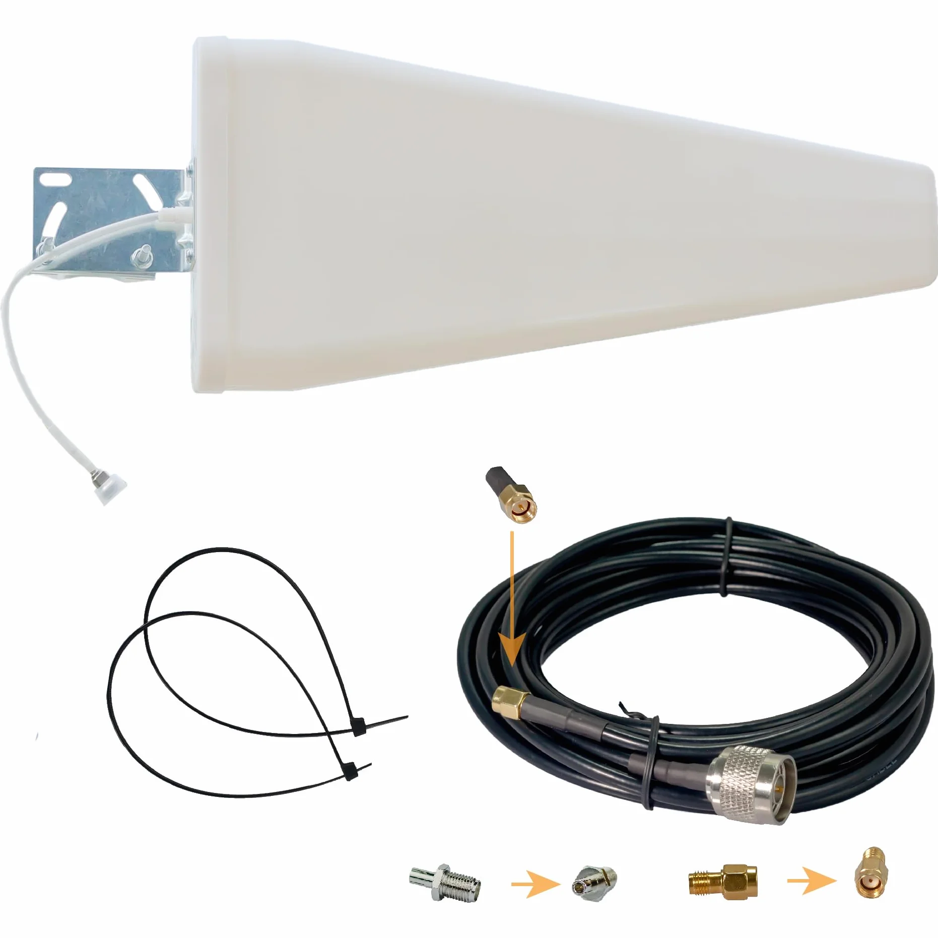Antena FWA 5G 4G Direccional Exterior 12dBi | Compatible con Vodafone, Digi y Movistar | para Router Fijo o Zona sin Cobertura | 700 MHz - 3700 MHz | 5m Cables SMA/RP-SMA/TS9