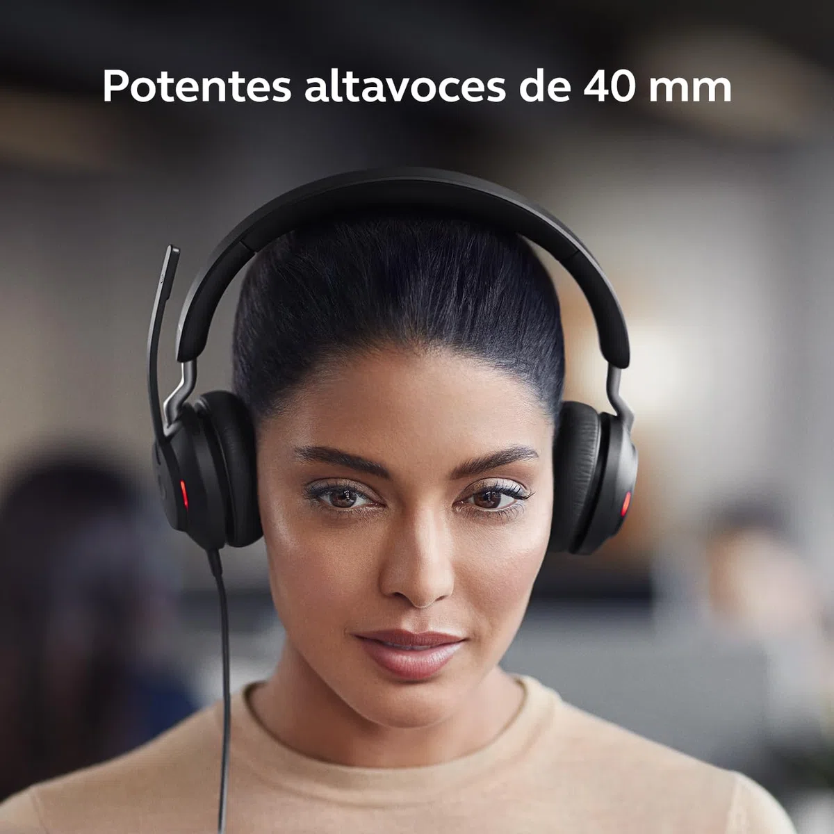 Jabra Evolve2 40 SE - Auriculares con Cable con cancelación de Ruido, tecnología de 3 micrófonos y Cable USB-C, Certificado MS Teams, Compatible con Todas Las demás Plataformas, Color Negro