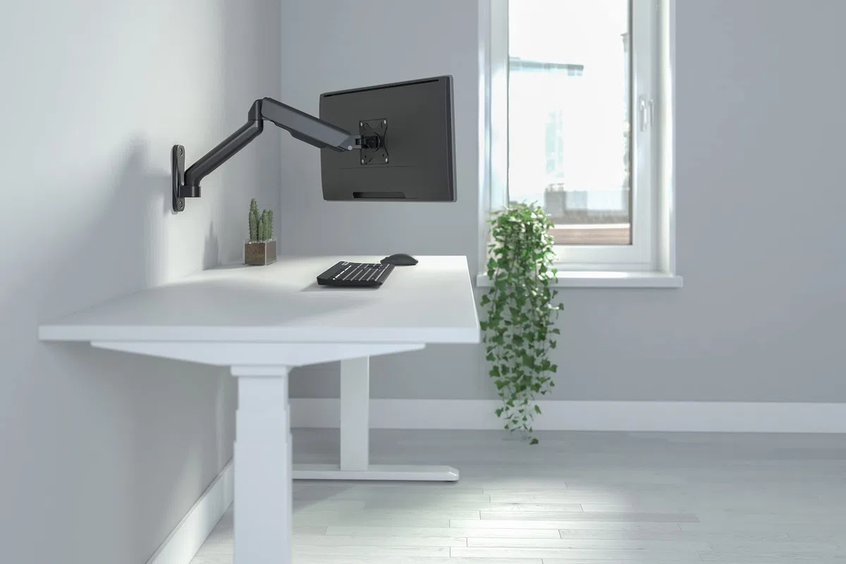 DIGITUS Soporte de Pared para Monitor con Muelle presión de Gas y Brazo Giratorio - para Pantallas 15-32" - 9 kg Carga máx. - VESA máx. 100x100 - Giratorio, inclinable, rotativo y Regulable en Altura