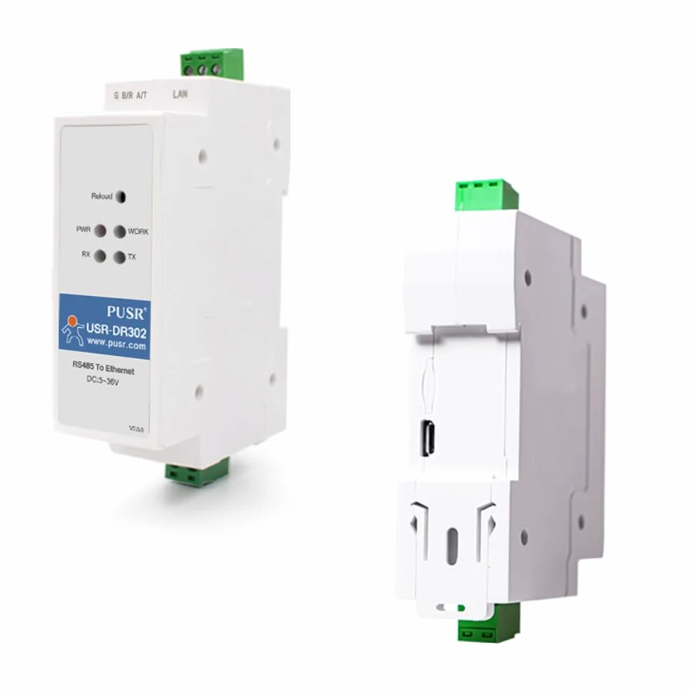 Convertidor de riel DIN RS485 a Ethernet Modbus RTU a TCP Modbus Gateway transmite datos de forma transparente entre TCP/IP y RS485 página web definida por el usuario USR-DR302