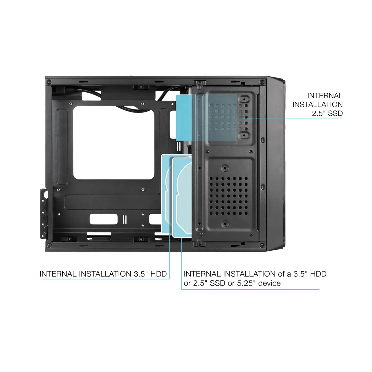 TOOQ TQC-3008U3C - Caja Slim Micro-ATX/Mini-ITX, Lector de Tarjetas SD/TF, Incluye Fuente de Alimentación Micro-ATX/SFX 500W, Color Negro