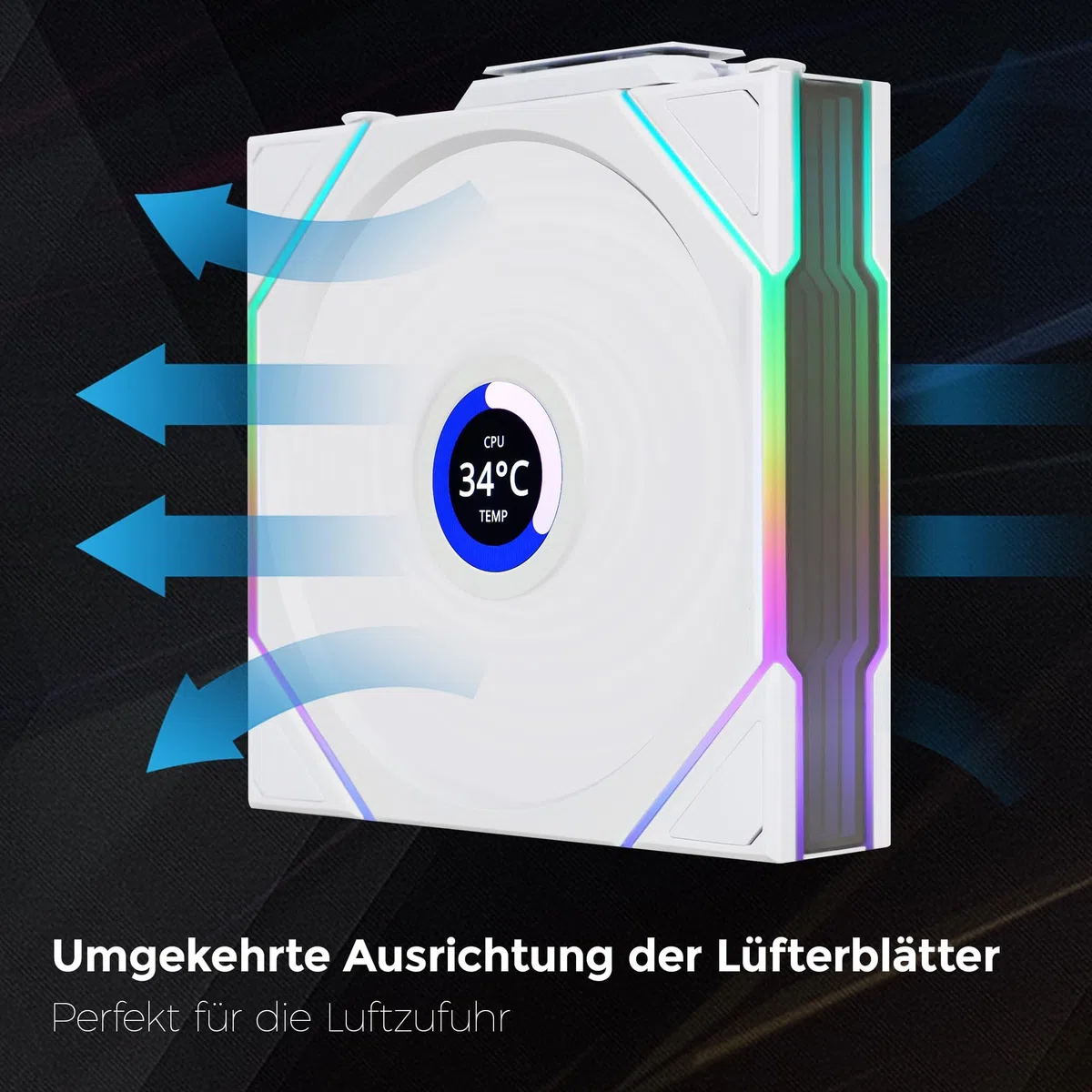 Lian Li UNI FAN TL Wireless LCD PC Ventilador 120 mm RGB – 3 ventiladores Reverse Blade Gaming PC Blanco | PWM – 26 LED ARGB – 1.900 rpm – Sistema de acople – Alto flujo
