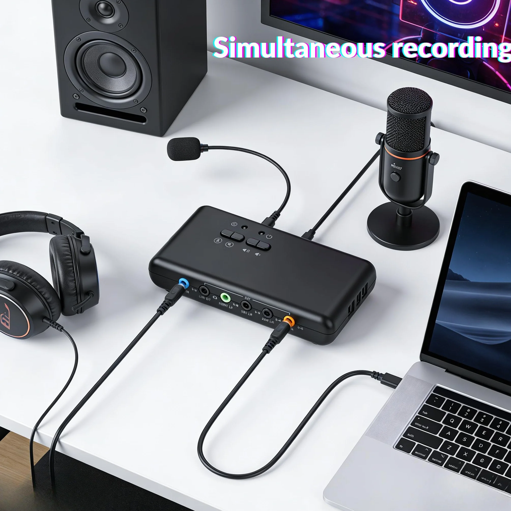 Tarjeta de Sonido Externa USB 7.1 de 8 Canales, Caja de USB Soundbox Externa, Compatible con 12 Mbps, Sonido Envolvente 3D Dinámico, Grabación Reproducción Simultánea Compatible (Negro)