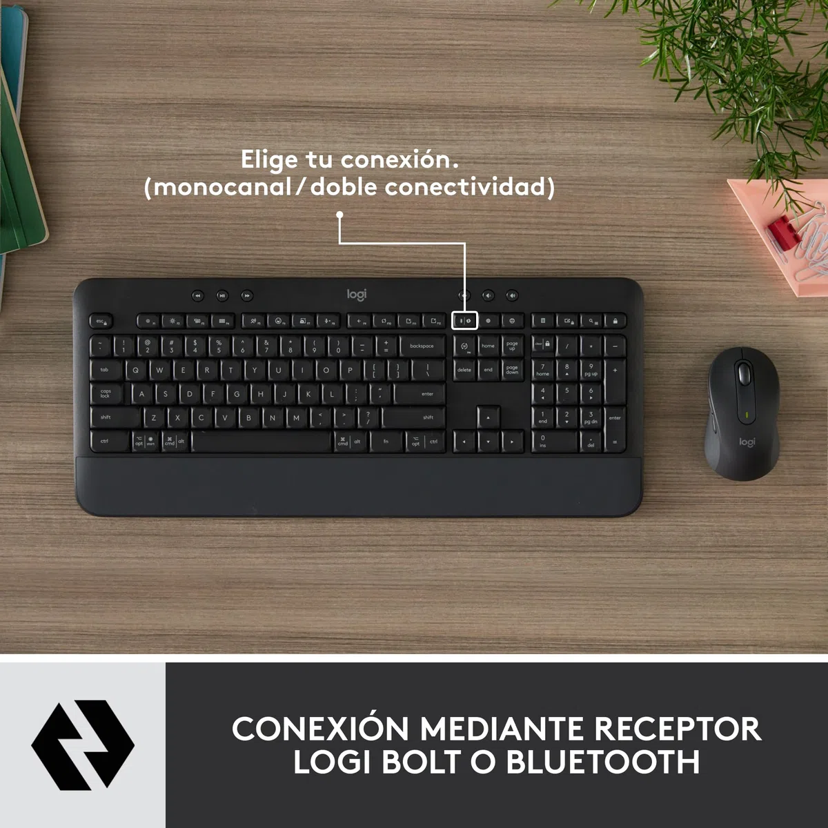 Logitech Signature MK650 Combo para Business, ratón y teclado inalámbricos, Logi Bolt, Bluetooth, QWERTY Español - Negro