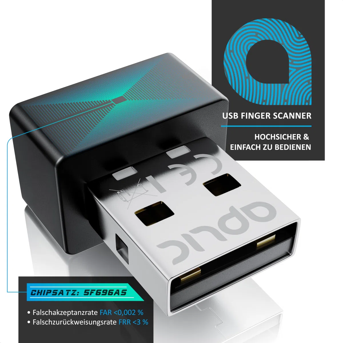 CSL - Lector de Huellas Dactilares USB - hasta 10 ID - Windows 8 10 11 - Soporta hasta 10 ID - USB - Plug & Play - Escáner de Dedos - Reconocimiento Completo