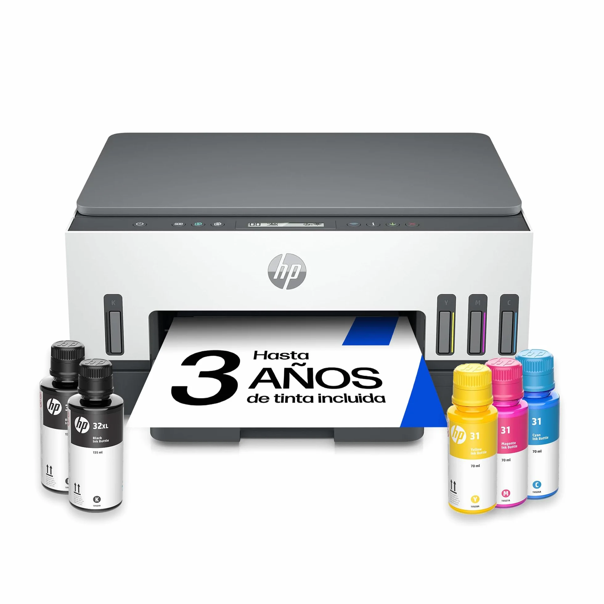 HP Smart Tank 7008, Impresora multifunción de inyección de Tinta A4 a Color, Wi-Fi, impresión a Doble Cara automática, escáner y Copia, hasta 3 años de Tinta incluida