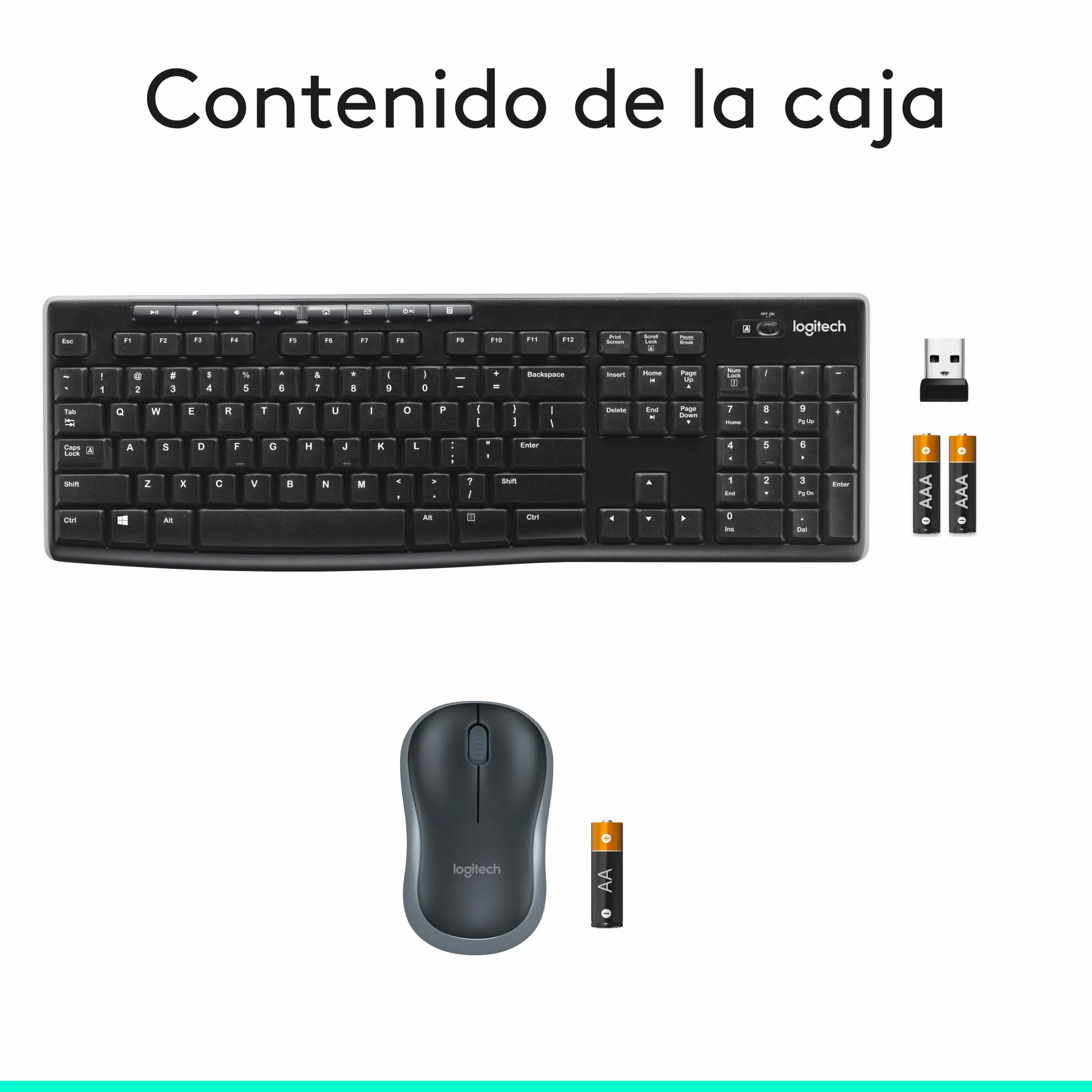 Logitech MK270 Combo Teclado y Ratón Inalámbrico para Windows, 2,4GHz Inalámbrico, Ratón Compacto, 8 Teclas Multimedia y de Acceso Directo, 2 años de batería, PC, PC Portátil, QWERTY Español - Negro