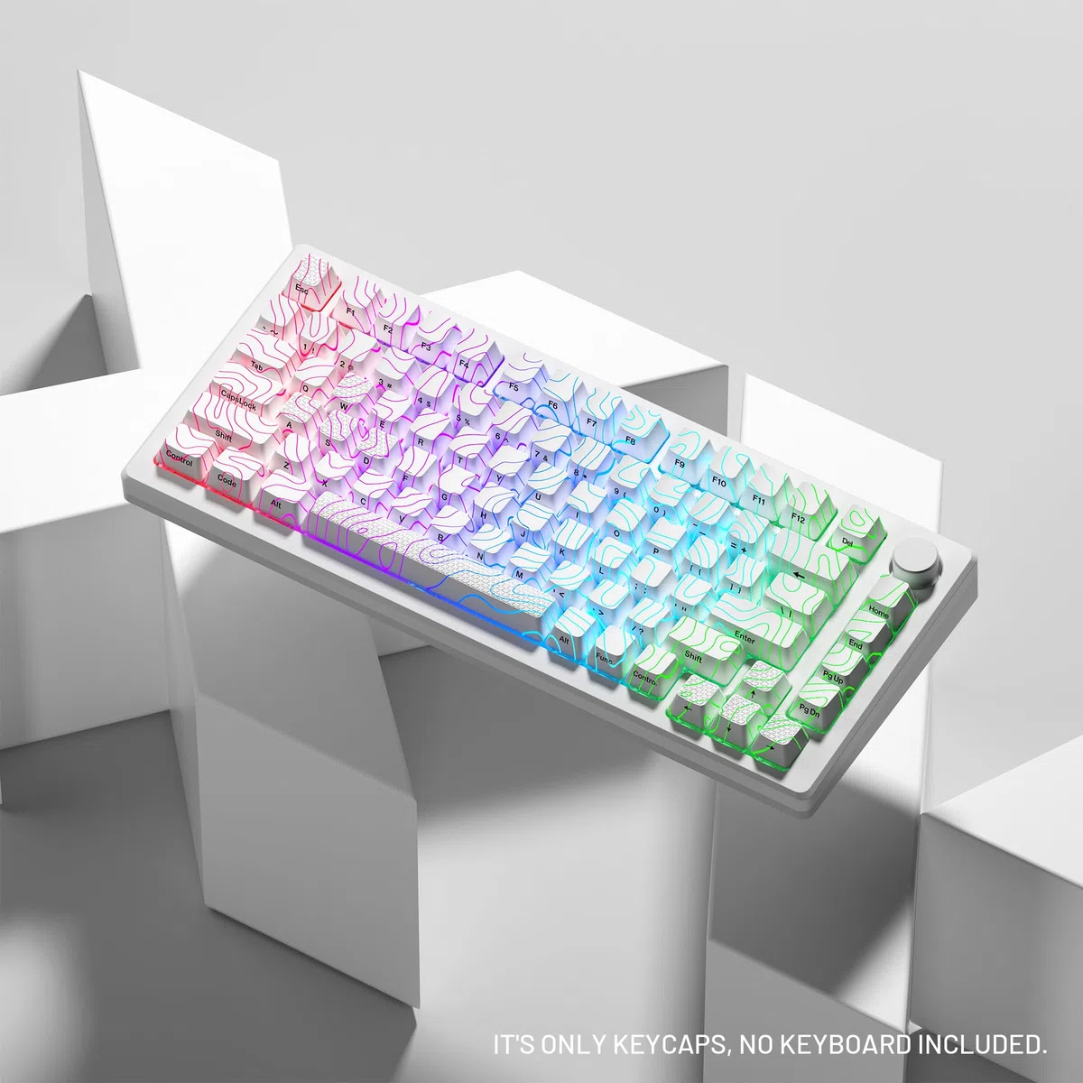 HITIME XVX - Teclas Brillantes con tecnología IMD, Teclas Personalizadas 60 75 100 por ciento, Juego de Tapas Blancas de Perfil OEM, 118 Teclas Laterales Impresas para Teclado mecánico, topográfico
