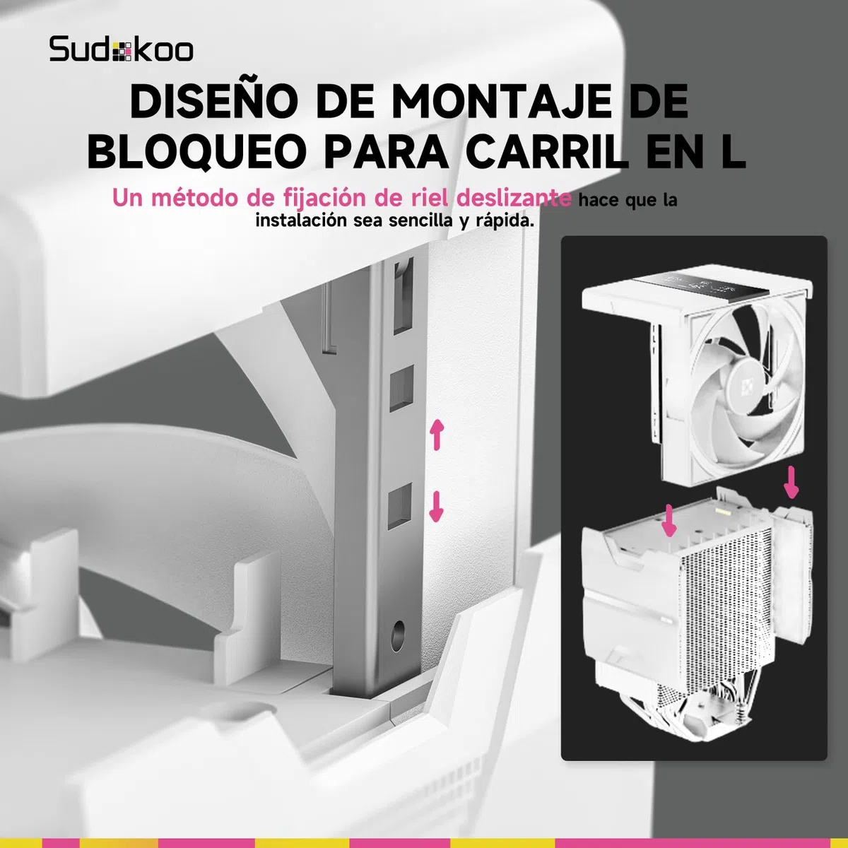 Sudokoo SK700V Blanco Disipador CPU AM5 : CPU Cooler con Pantalla Digital Exclusivo para AM5 - Ventilador CPU 120mm con 7 HeatPipes y Libertad RAM Total, 5 Años de Garantía, Blanco