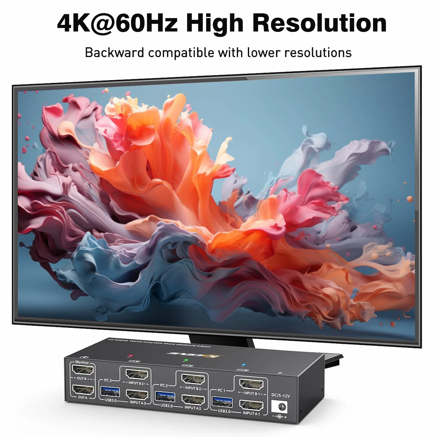 Switch KVM 3 PC 2 Monitores 4K@60Hz Emulador EDID,Conmutador KVM HDMI 2K@120Hz para 3 PC, 2 Monitores y 4 Dispositivos USB3.0, Soporta Modo Extendido y Copia,con Cable USB+Control de Escritorio