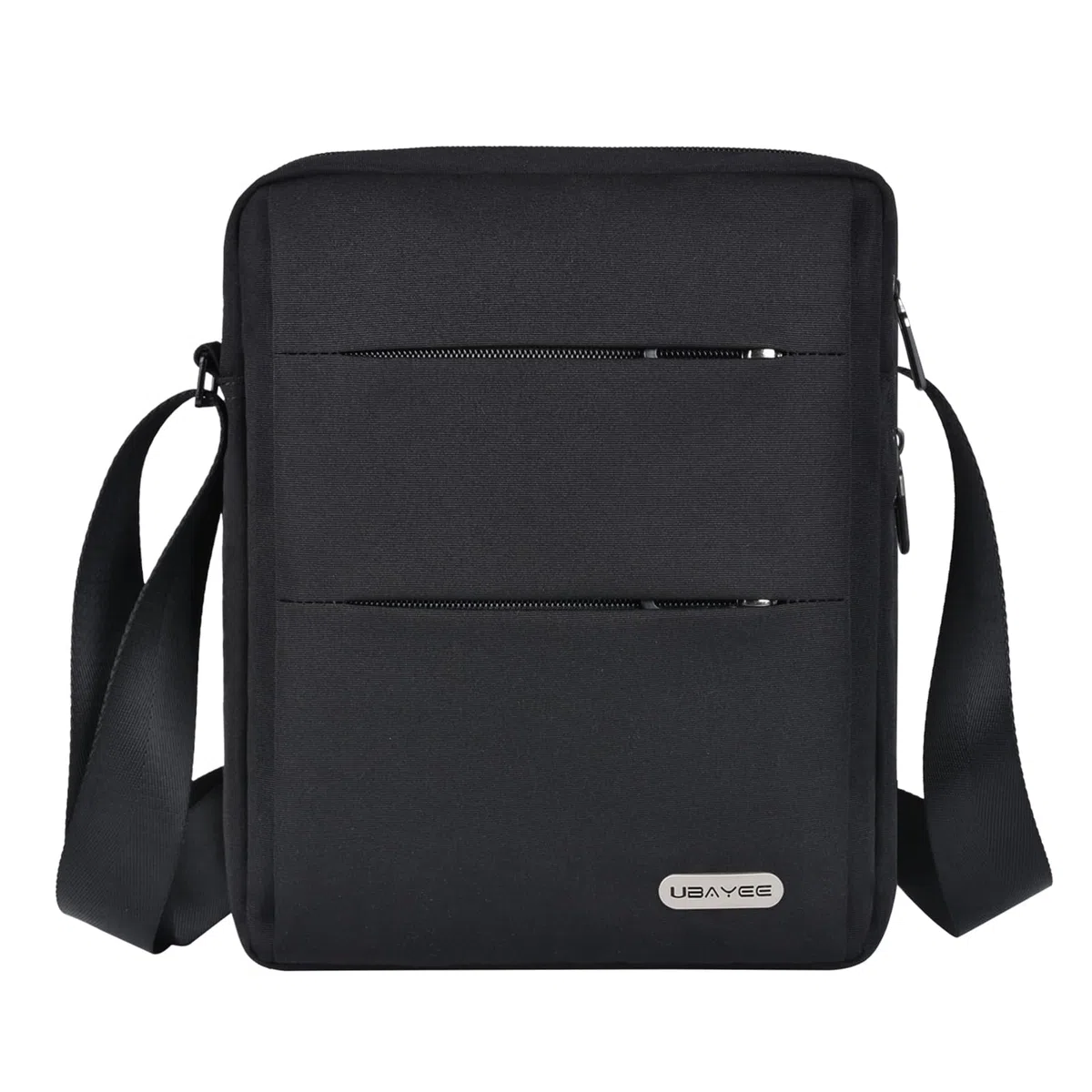 Bolso Hombre Bandolera de Lona con Multibolsillos (Compatible con 11 Pulgadas Tablet iPad Mini, 27 cm), Bolsillo de Bloqueo RFID, Medio, Negro