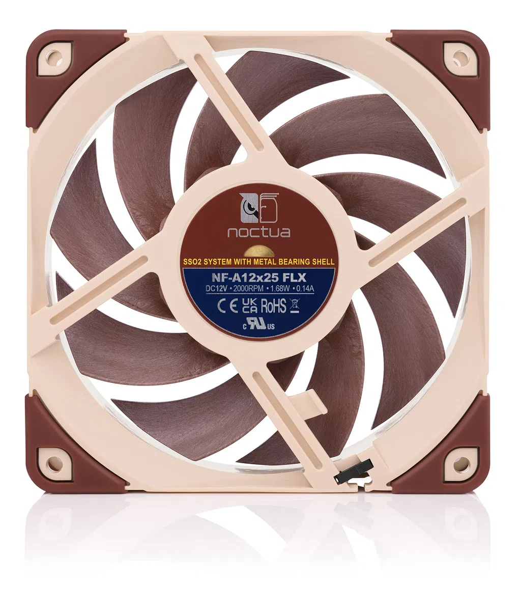 Noctua NF-A12x25 FLX, Ventilador Silencioso, 3 Pines (120 mm, Marrón)