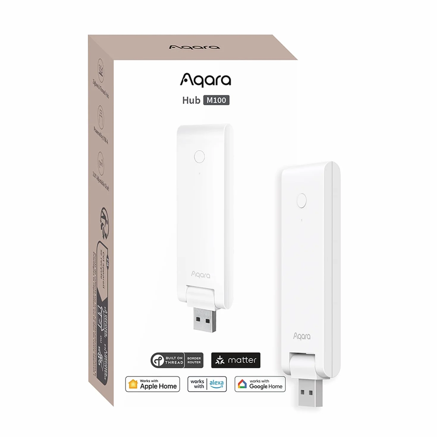 Aqara Hub Inteligente M100 para Domótica, Controlador Matter, Enrutador de Borde Thread, Características de Aqara Zigbee, Wi-Fi, Compatible con Amazon Alexa, Apple Home, Google Home, Home Assistant