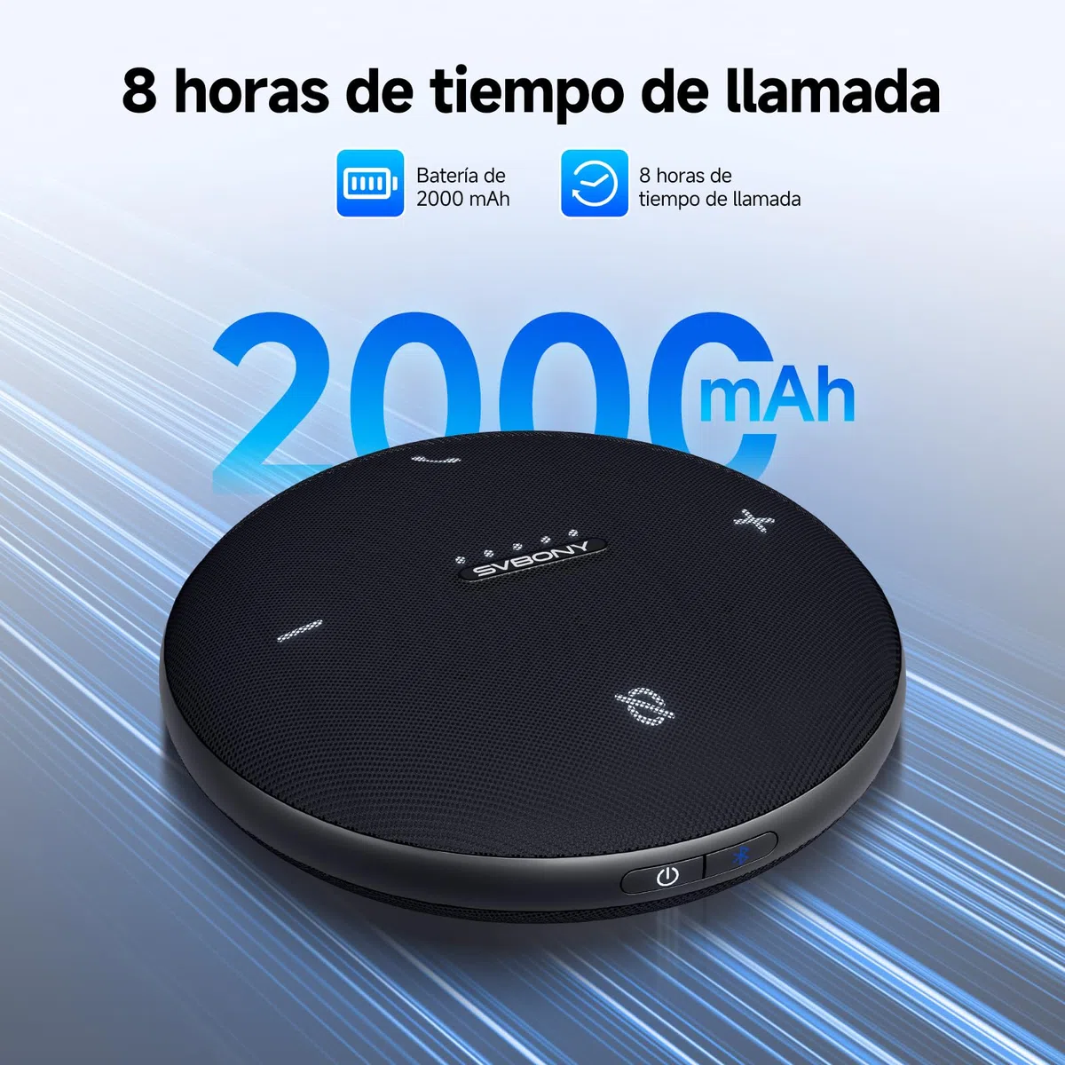 SVBONY Svhub Omni2 Altavoz y Micrófono para Conferencias, Altavoz Portátil, 4 Micrófonos con Cancelación de Ruido, Grabación de Voz Mejorada, 8Hde Duración de Llamada, para Salas de Reuniones Pequeñas