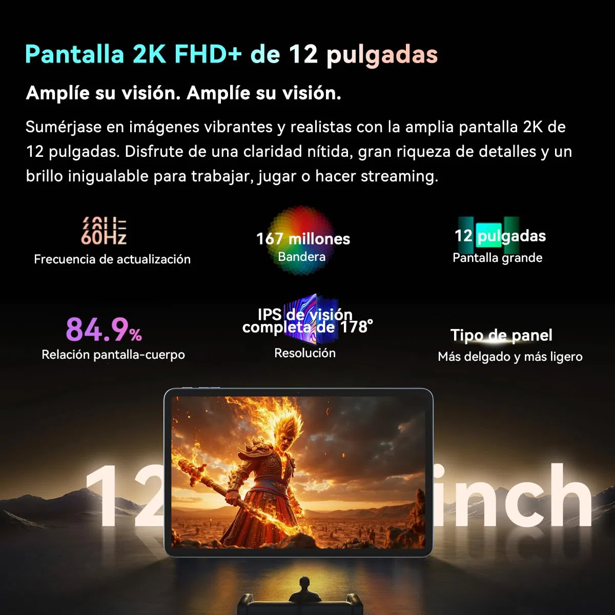 Blackview Tablet 12 Pulgadas con Teclado y Lapiz, 2K FHD+ Tablet Android 15, 18GB RAM 256GB ROM, Tablets con Tarjeta SIM 4G, 9000mAh, Protección Ocular, WideVineL1/ Ratón/Lápiz óptico/GPS/Face ID