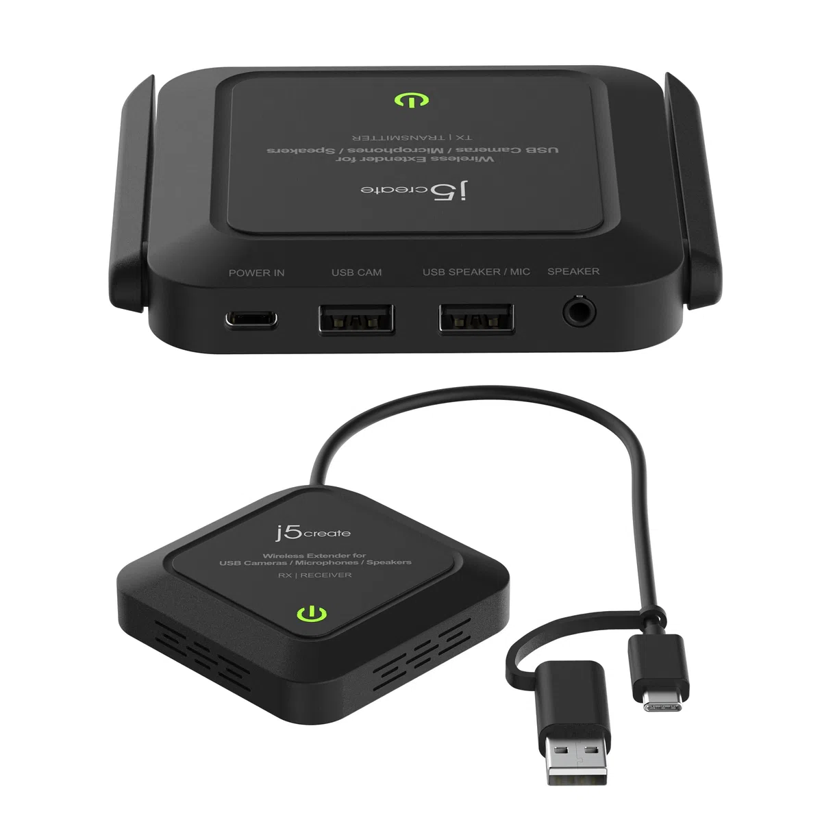 j5create Extensor Inalámbrico para Webcam/Micrófonos Altavoces USB, Funciona con Windows y Mac, No para TV y Ratón/Teclado USB (JVW12)