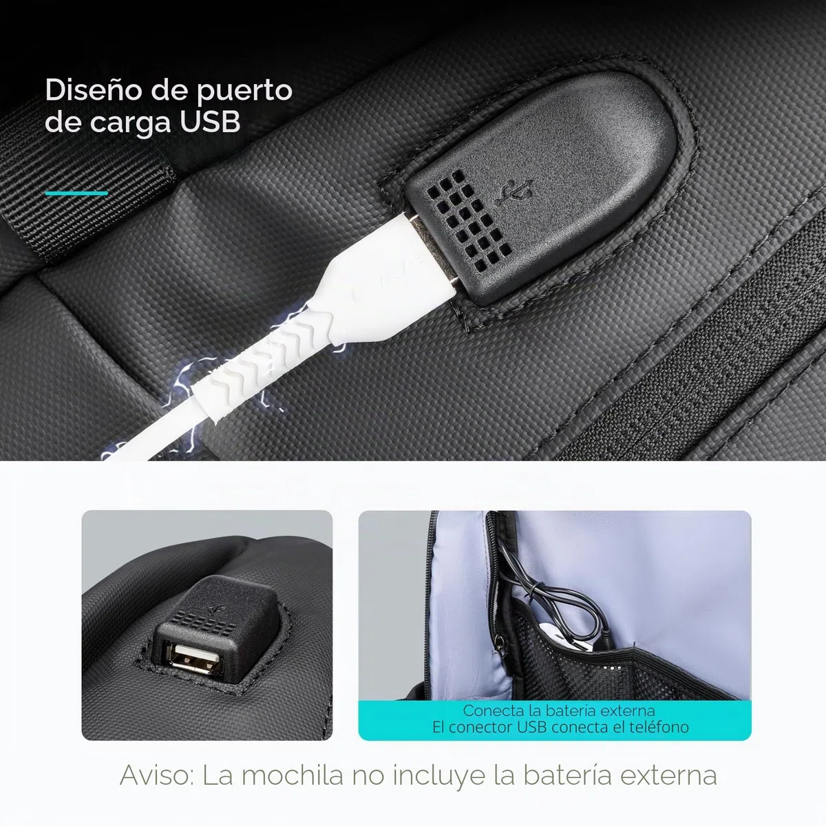 MARK RYDEN Markryden Mochila Antirrobo Impermeable, Mochila para Portátil Multiusos Puerto de Carga USB, Escolar Negocio Viajes Trabajo