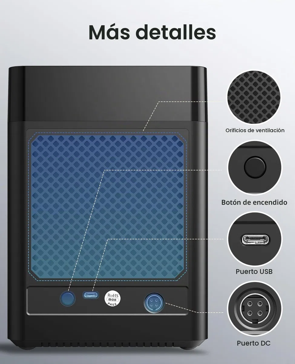 ORICO 5 Bahias Docking Station Type C Carcasa magnética de Disco Duro de 3,5" para el Disco Duro Externo SATA SATA3.0 5x18TB con Adaptador 12V6.5A Compatible con Windows/Mac