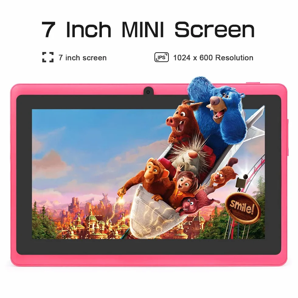 7" Tablet PC, Android 5.0 Quad Core, 1GB RAM 8GB ROM, Cámaras Duales, WiFi, Bluetooth, para Niños y Adultos, Negro
