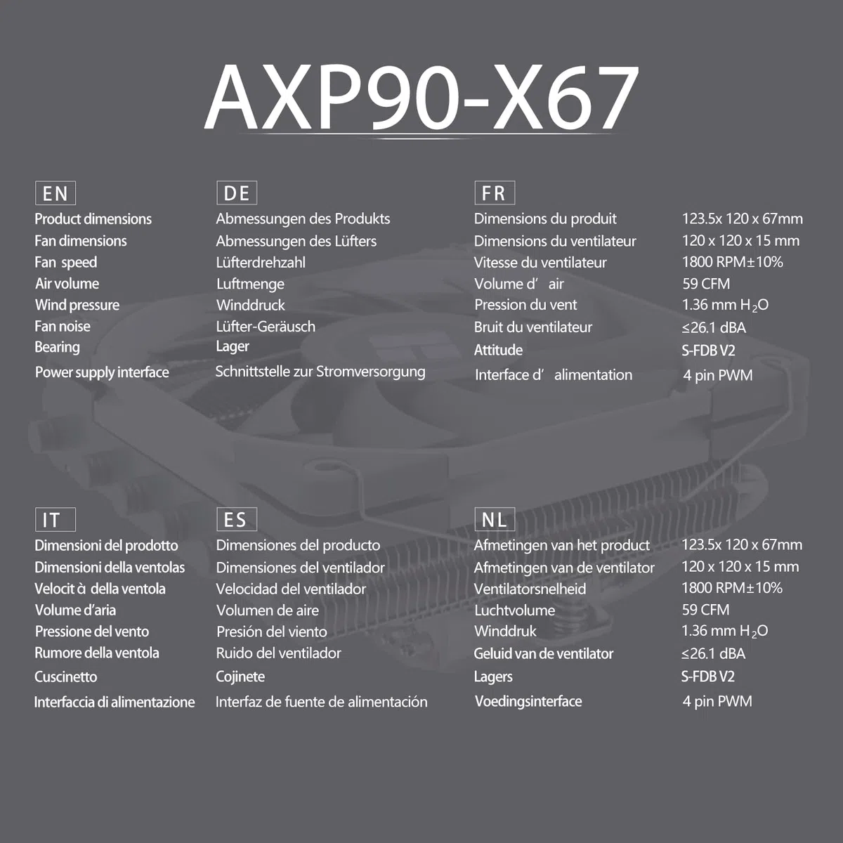 TR-Thermalright AXP120 X67-Enfriador de bajo perfil con 6 tubos de calor, silencioso, ventilador 1800 rpm, compatible con AM4/AM5 e Intel LGA1851/1700/115x/1200/2011, para configuraciones ITX de bajo