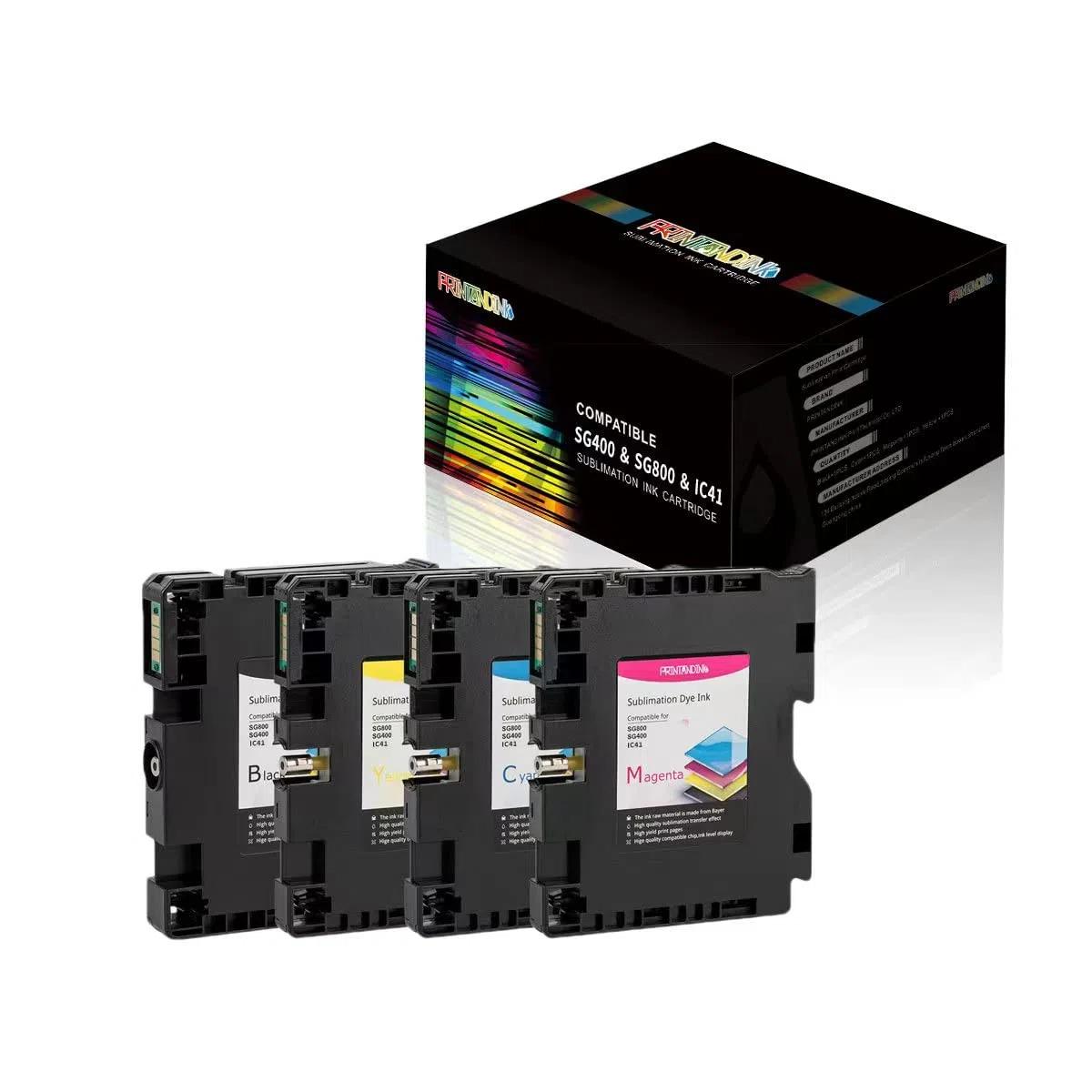 Tinta de Sublimación Profesional 4 Colores [C/M/Y/K] | Compatible Sawgrass Virtuoso SG400/SG800 | Tecnología ChromaFlow Antiatascos | 32ml Alta Duración +120% sRGB |