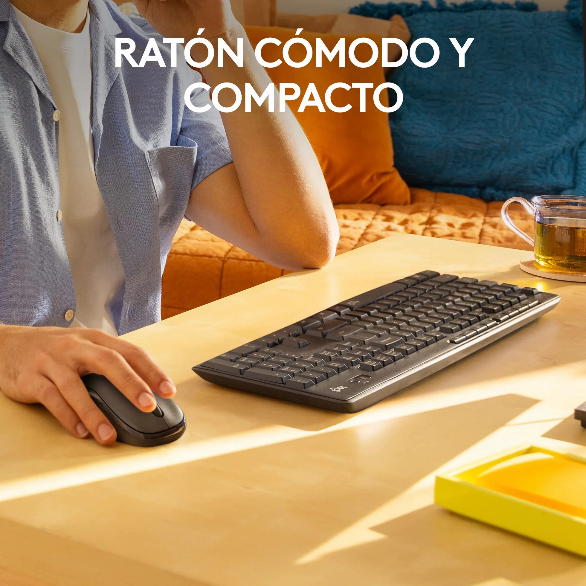 Logitech MK295 Silent Combinación de Teclado y Ratón Inalámbricos con SilentTouch, Seguimiento Óptico, Tecnología Inalámbrica sin Demoras, 90% Menos de Ruido, QWERTY Español, Negro
