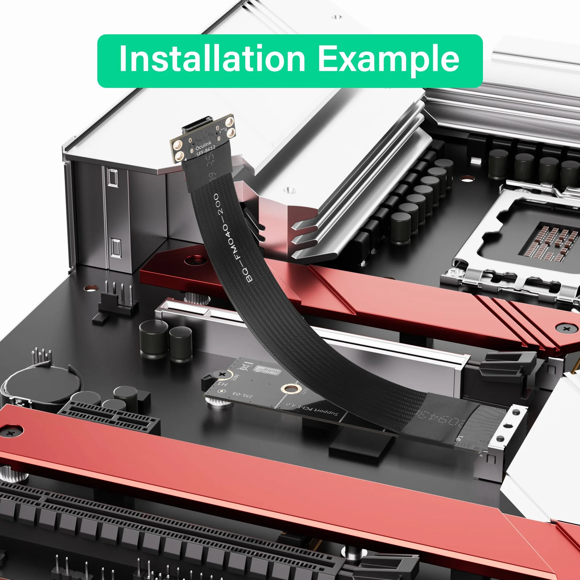 SinLoon Cable host M.2 M-Key PCI-E4.0 2280 NGFF a Oculink SFF-8612 de 20 cm, soporte para SSD externo Oculink, eGPU