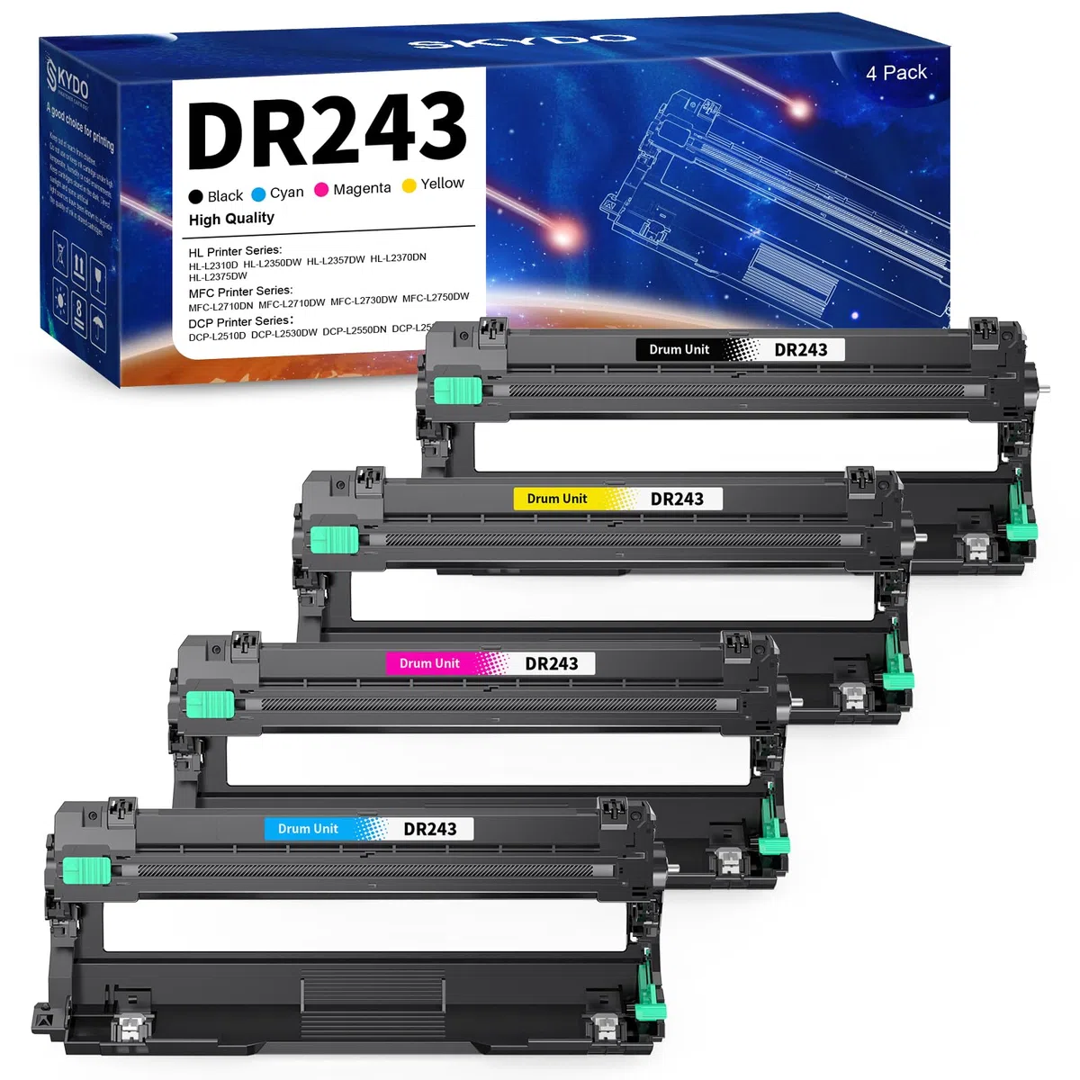 Skydo DR243CL Tambor Compatible para Toner Brother DR-243CL Tambor DR243 para Brother DCP-L3550CDW MFC-L3750CDW MFC-L3770CDW DCP-L3510CDW HL-L3230CDW HL-L3210CW, 4 Unidad de Tambor