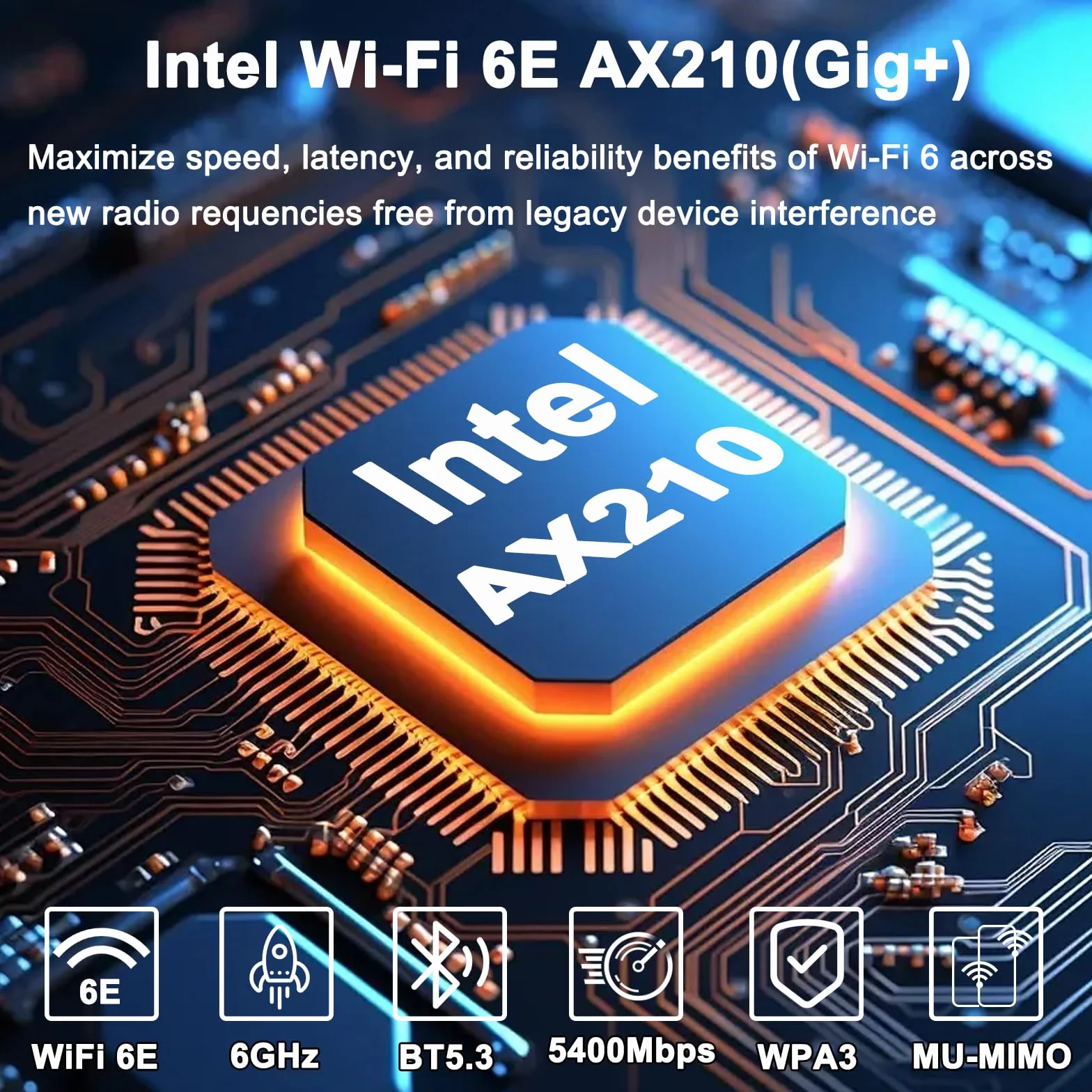 WiFi 6E Tarjeta WiFi PCIe 5400Mbps con Bluetooth 5.3, WiFi 6E AX210 Chipset, Tri-Bands(6GHz/5GHz/2.4GHz) Tarjeta Inalámbrica para PC Windows 11/10(64Bit)