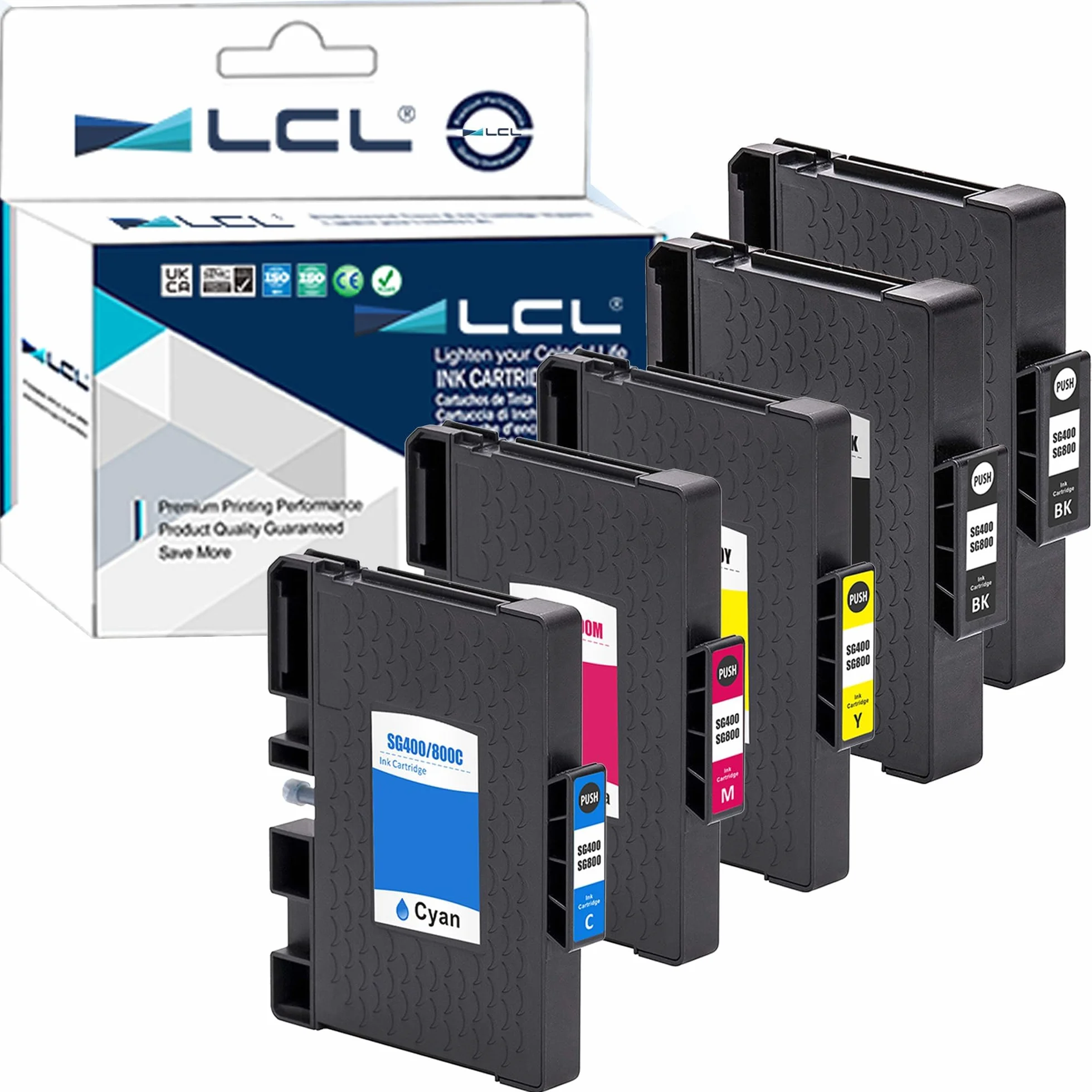 LCL Cartucho de Tinta de Sublimación SG400 SG800 SG400NA SG800NA PRINTAN Dink High Yield (Paquete de 5, 2KCMY) Reemplazo para Sawgrass Virtuoso SG400 SG800 SG400NA SG400EU SG800NA RICOH SG3110 SG2100N