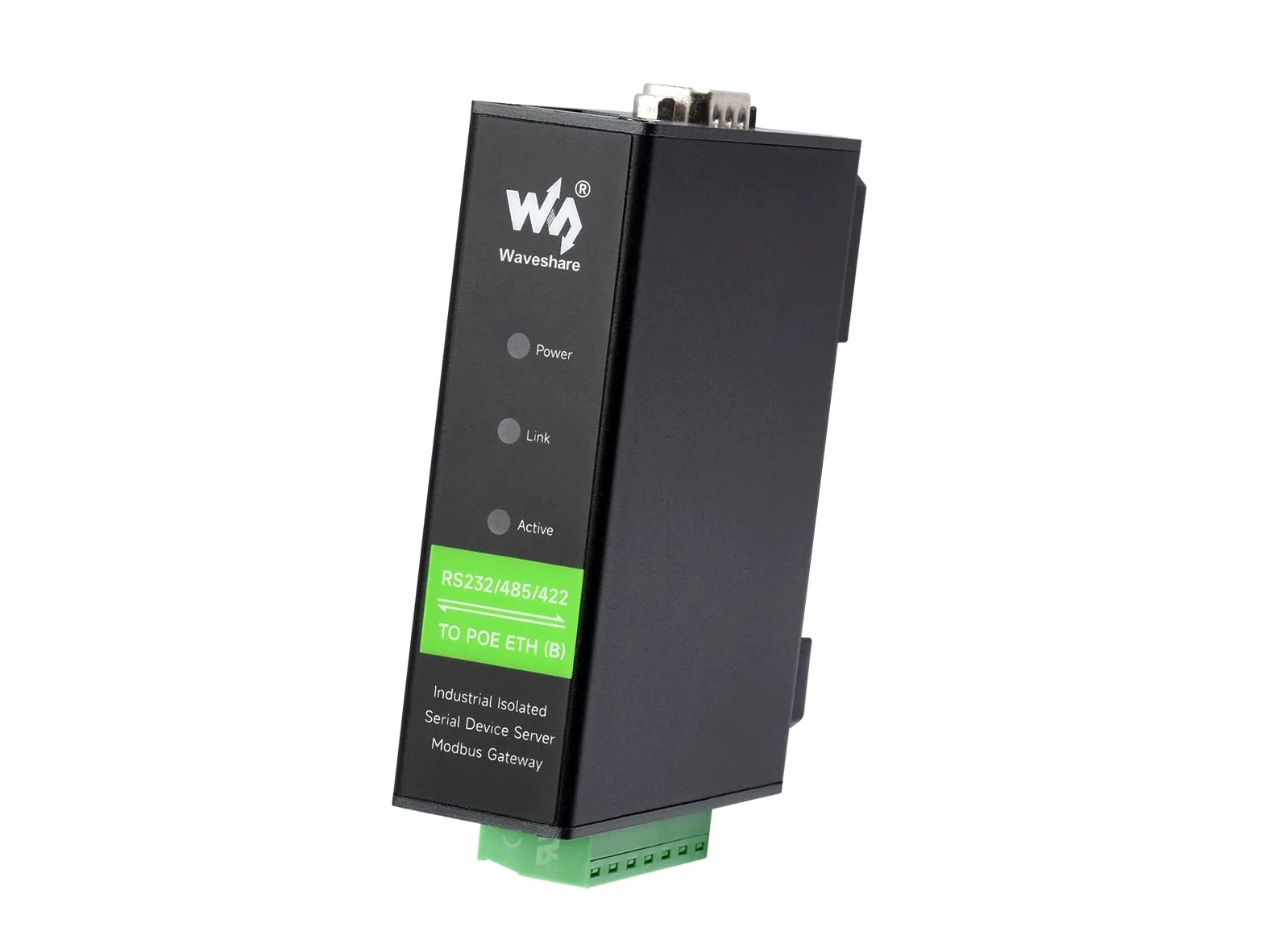 Waveshare Rail-Mount Serial Server RS232/485/422 to RJ45 Ethernet Module PoE Function TCP/IP to Serial Supports Modbus Gateway for Data Acquisition IoT Gateway and Intelligent Instrument Monitoring