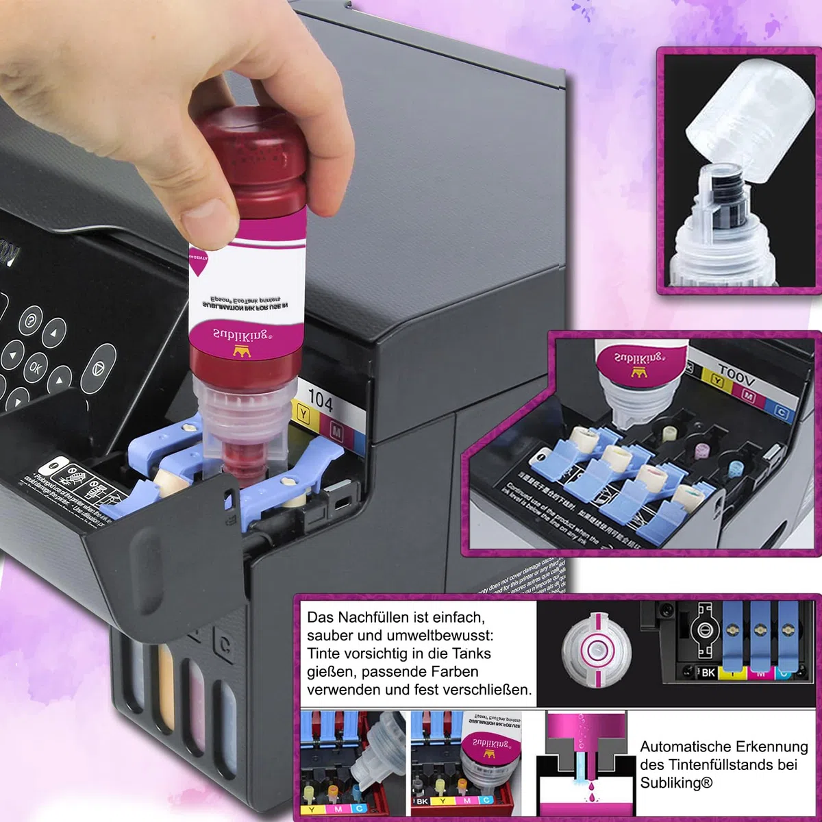 Tinta de Sublimación XL (350 ml) para Impresora EcoTank L310, L3110, ET-1810, ET-2810, ET-2750