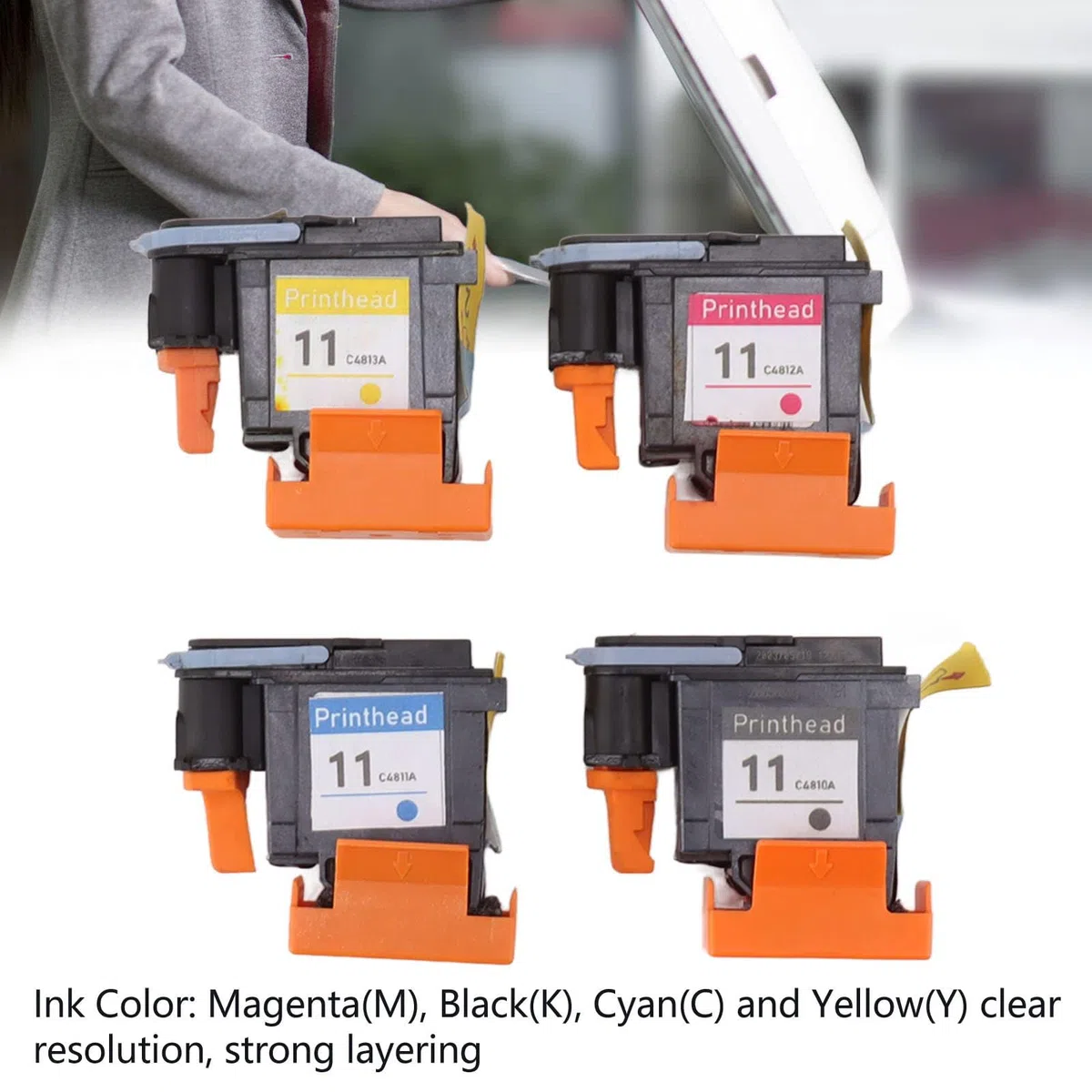 TOPINCN 4 Uds Cabezal de Impresión Cabezal de Impresora Magenta Negro Cian Amarillo Reemplazo del Cabezal de Impresión para HP Designjet 100 110 111 500 510 800 813 850