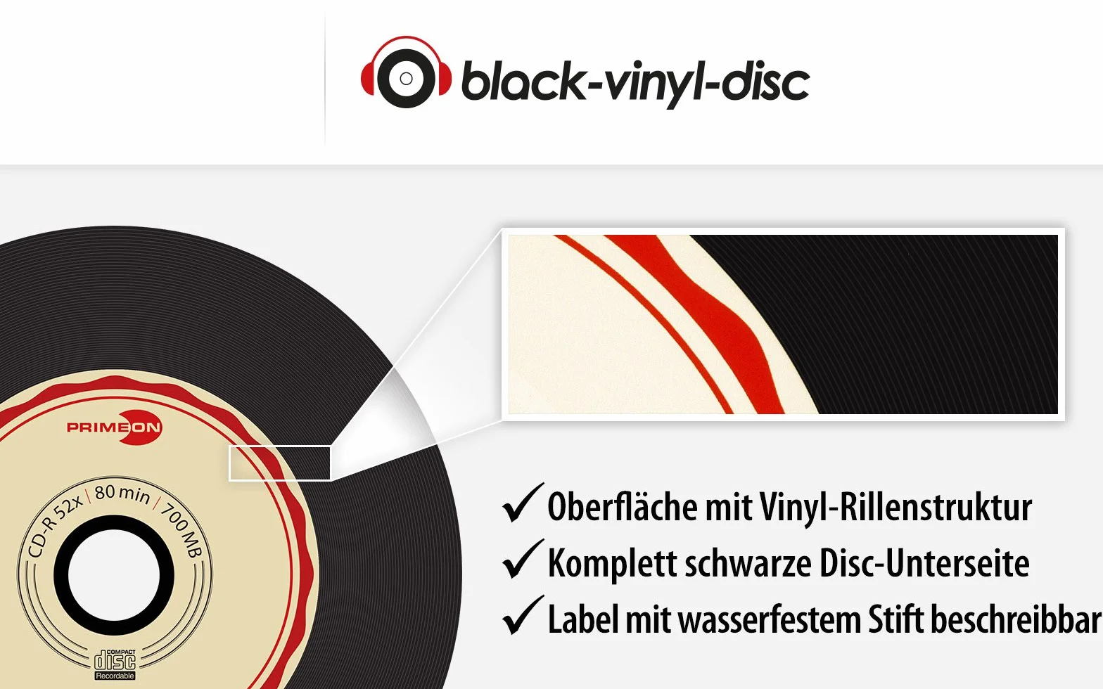 Primeon Tarrina Surface-Vinil-Disco Negro