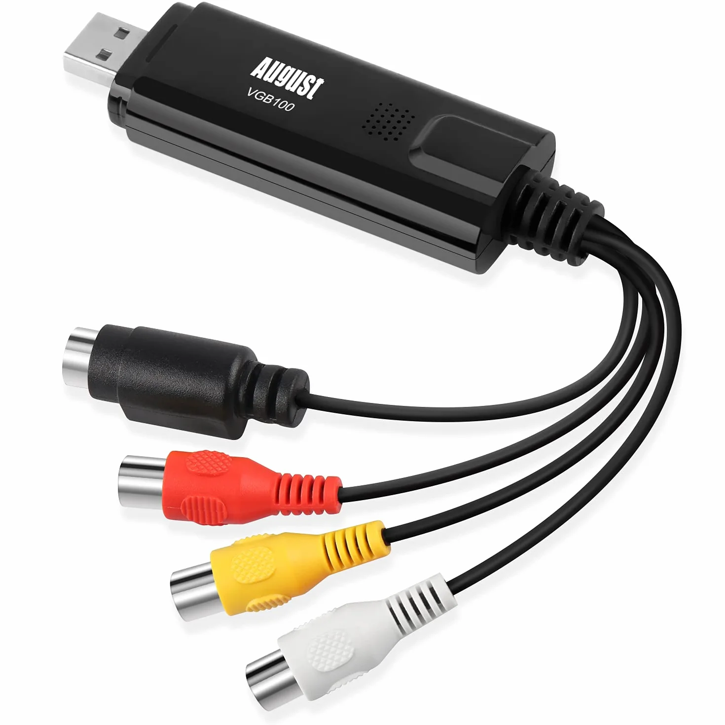 August VGB100 Capturadora de Video y Audio USB 2.0, Transferencia VHS a DVD Digital Convertidor VCR Grabber Grabadora Digitalizadora para Windows 11,10, 8, 7, Vista, XP