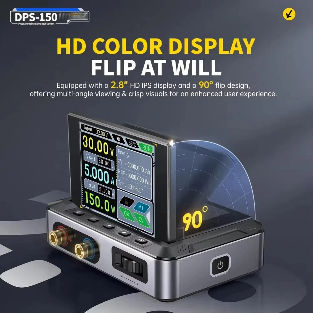 Fuente de alimentación CC DPS 150, Fuente de alimentación CC Ajustable de 30 V y 5 A, con Pantalla IPS a Color de Alta definición de 4 dígitos