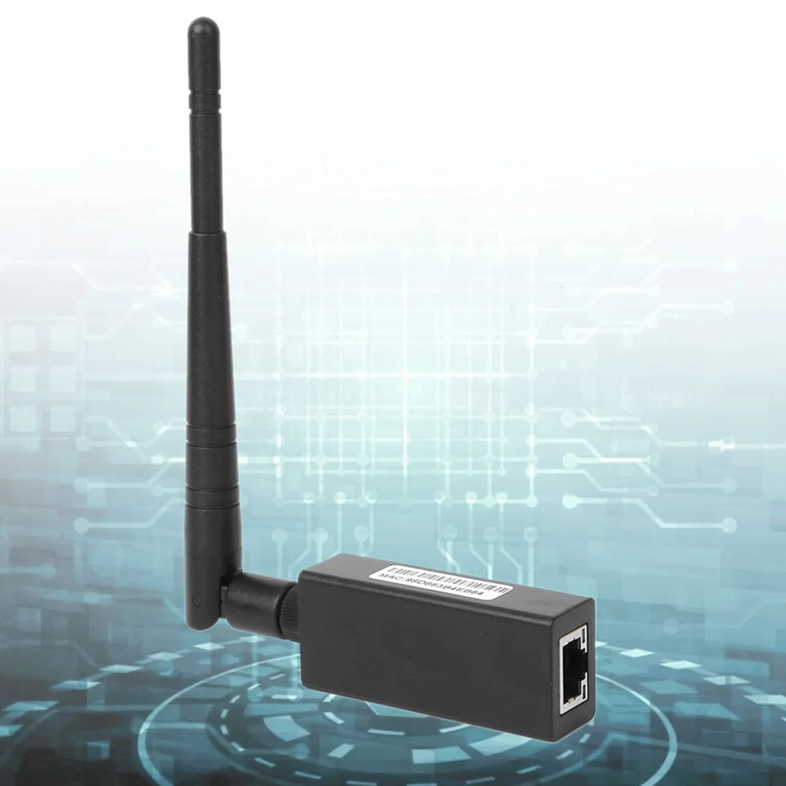 Convertidor WiFi Servidor Serie con Interfaz RJ45 Antena Externa Soporte Modbus TCP Módulo Comunicación Inalámbrica Montaje en Pared para Automatización Industrial y Control Remoto