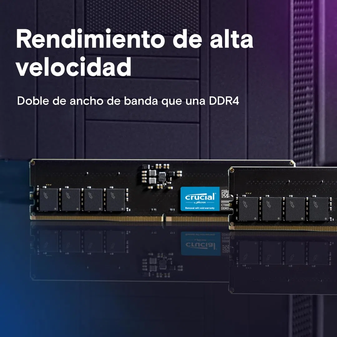 Crucial RAM DDR5 16GB 5600MHz, Memoria PC (o 5200MHz / 4800MHz) CL46 - CT16G56C46U5