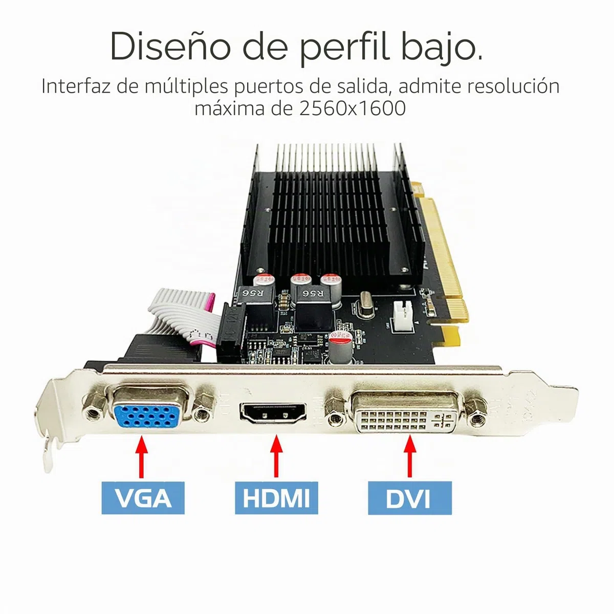 Radeon HD 5450 Tarjeta gráfica, 2 GB GDDR3 64 bits, DVI/HDMI/VGA, perfil bajo, PCI Express x16, tarjeta de video para PC, GPU, DirectX 11