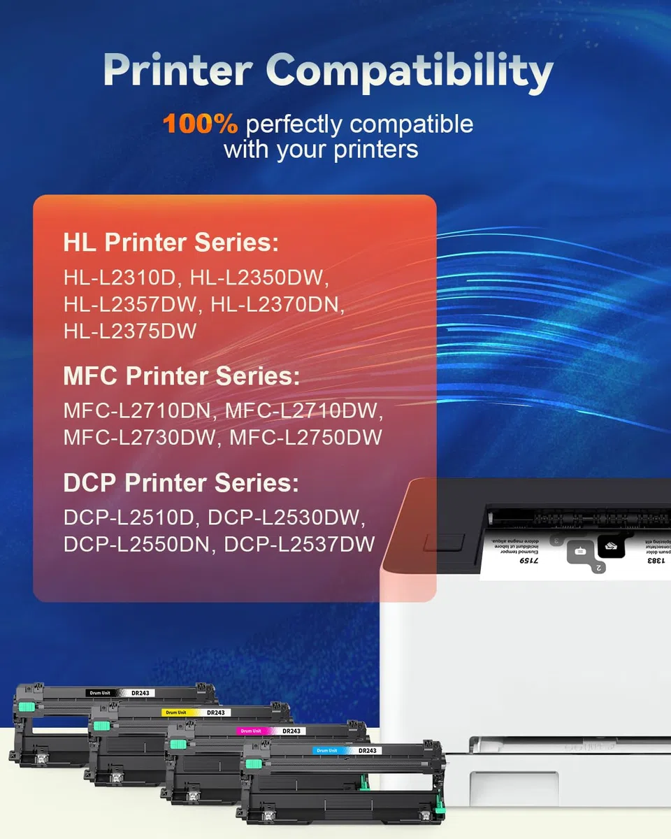 Skydo DR243CL Tambor Compatible para Toner Brother DR-243CL Tambor DR243 para Brother DCP-L3550CDW MFC-L3750CDW MFC-L3770CDW DCP-L3510CDW HL-L3230CDW HL-L3210CW, 4 Unidad de Tambor