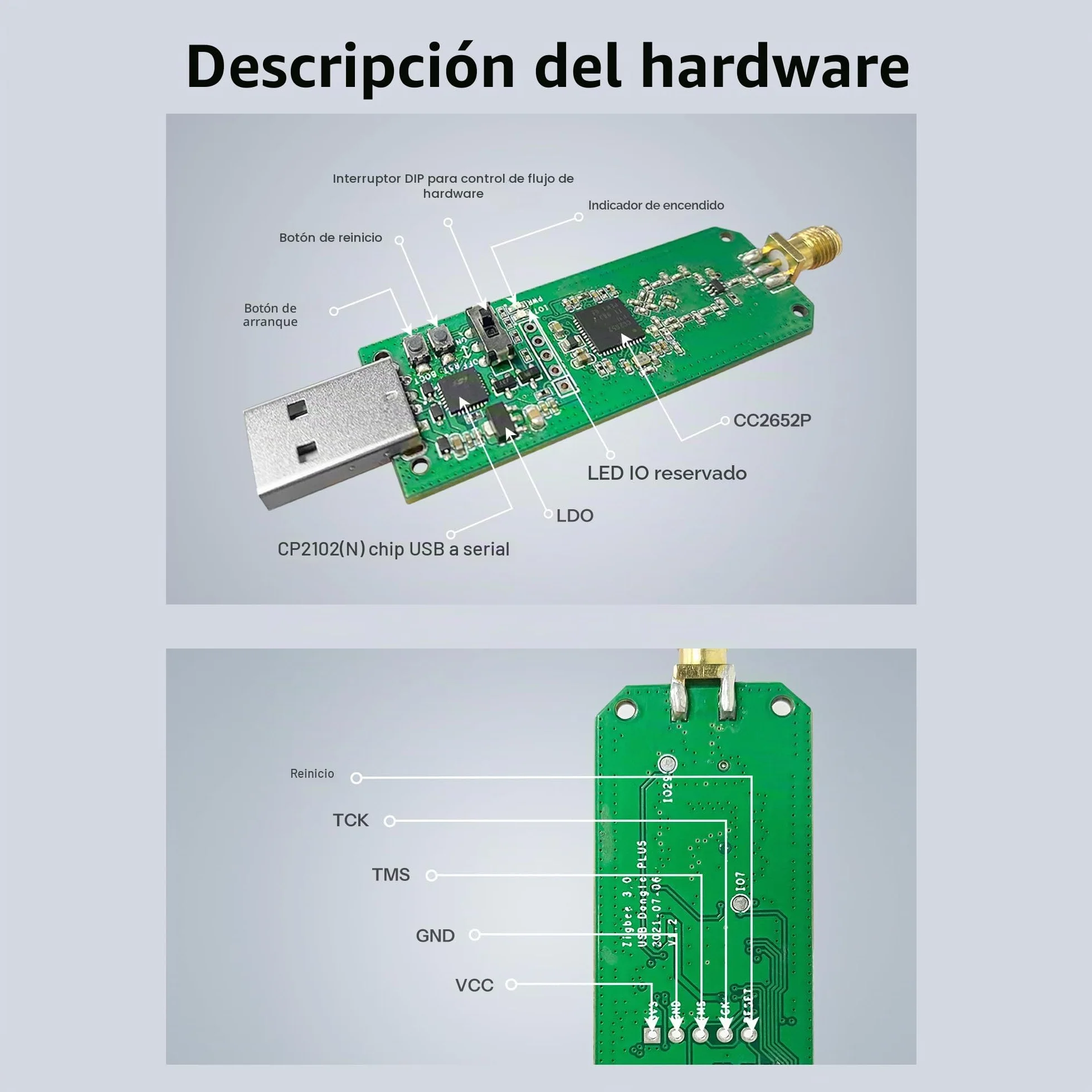 SONOFF Universal Zigbee 3.0 USB Dongle Plus Gateway con Antena para Home Assistant, IoBroker etc