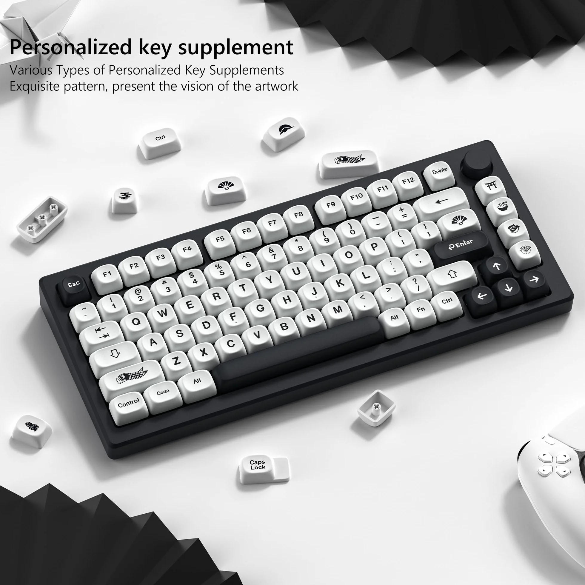Womier Teclas PBT 60 65 75 100 por ciento, Teclas Moa Sublimación, Juego de Teclas de Teclado Personalizado para Teclado mecánico Cherry MX 61/64/68/84/87/100/104/108, Estilo japonés