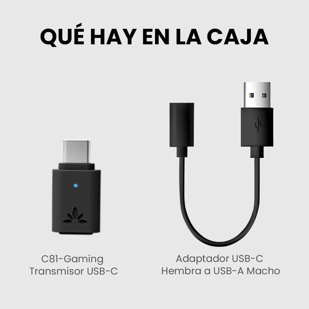 Avantree C81-Gaming – Adaptador de Audio USB-C Bluetooth 5.3 para PS5, Chip Qualcomm, aptX Adaptive & HD, Sonido Premium, Compatible con AirPods, Auriculares Bose y más