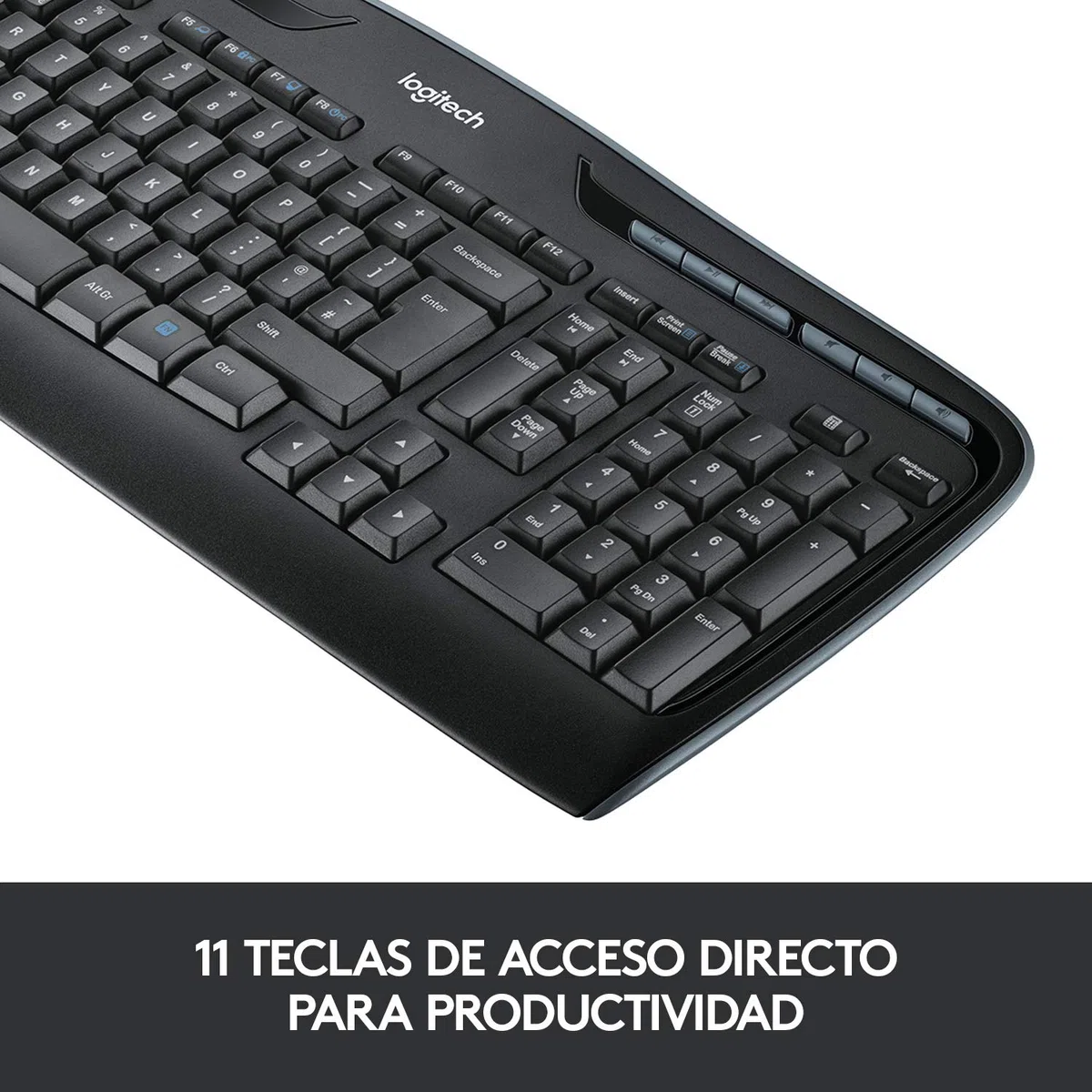 Logitech MK330 Combo Teclado y Ratón Inalámbrico para Windows, 2.4 GHz con Receptor USB, Ratón Inalámbrico Portátil, Teclas Multimedia, PC/Portátil, Disposición QWERTY Español, Negro