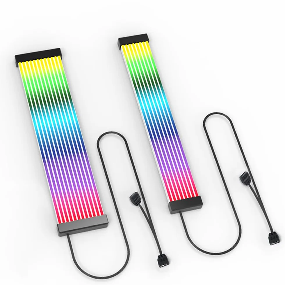 ARGB PSU Cable Cover Kit, Aurora RGB Power Extension Cable Cover Kit for Motherboard and GPU PC Cable, 5V 3-Pin ARGB Motherboard ATX/MATX/ITX, Suitable for 12+4-Pin/8-Pin/24-Pin Aurora-CO-BL