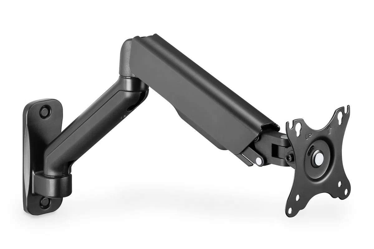 DIGITUS Soporte de Pared para Monitor con Muelle presión de Gas y Brazo Giratorio - para Pantallas 15-32" - 9 kg Carga máx. - VESA máx. 100x100 - Giratorio, inclinable, rotativo y Regulable en Altura