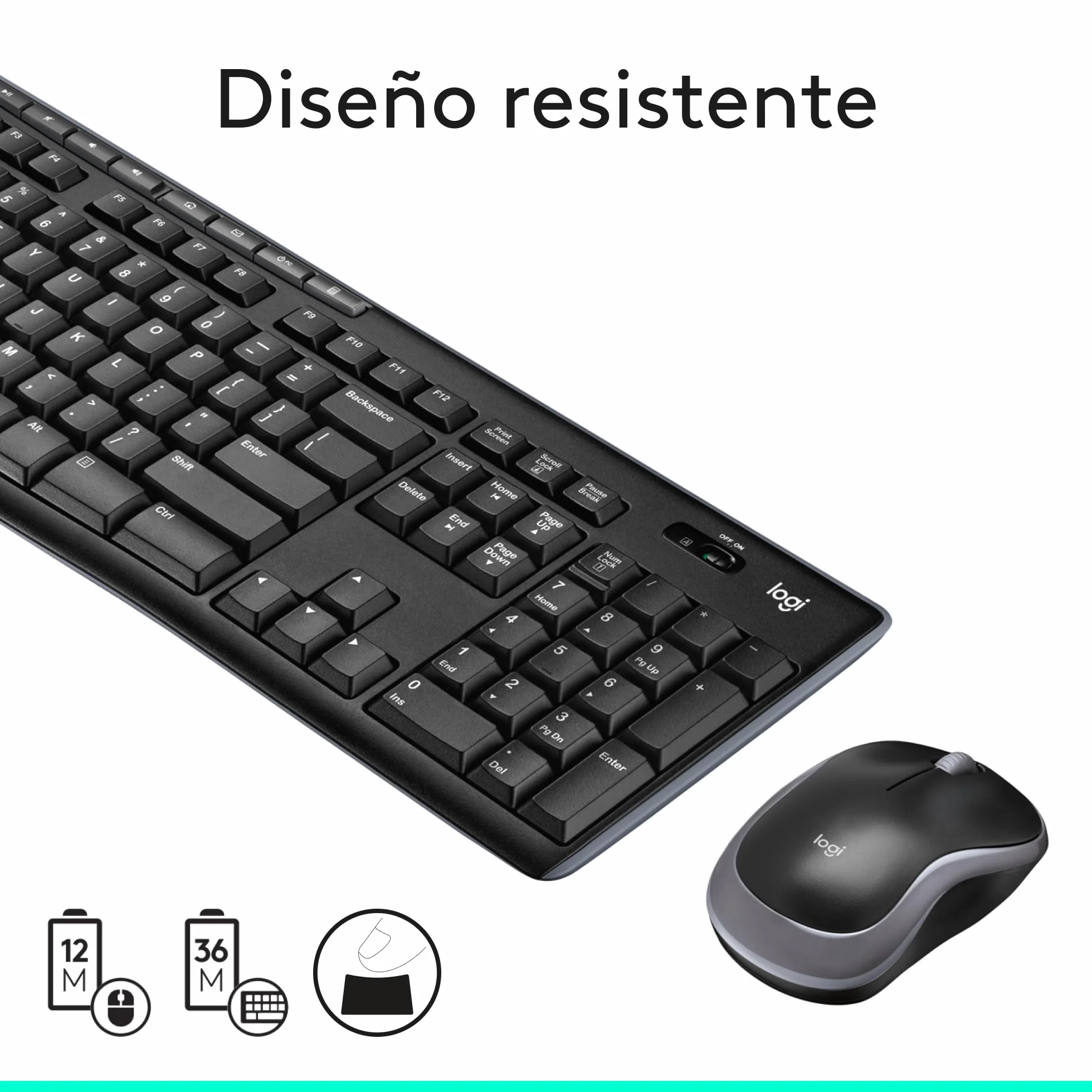 Logitech MK270 Combo Teclado y Ratón Inalámbrico para Windows, 2,4GHz Inalámbrico, Ratón Compacto, 8 Teclas Multimedia y de Acceso Directo, 2 años de batería, PC, PC Portátil, QWERTY Español - Negro