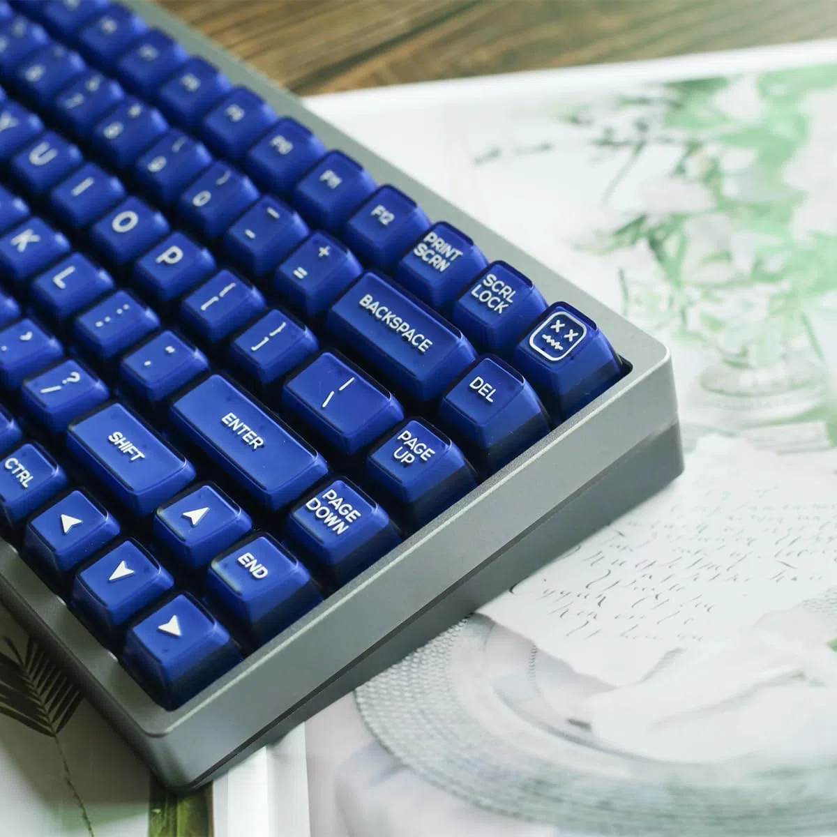 Juego de 142 Teclas PBT Doubleshot SA, Teclas traslúcidas Azules, compatibles con conmutadores Cherry MX 61, 64, 87, 100, 104, 108 y teclados mecánicos ISO ANSI